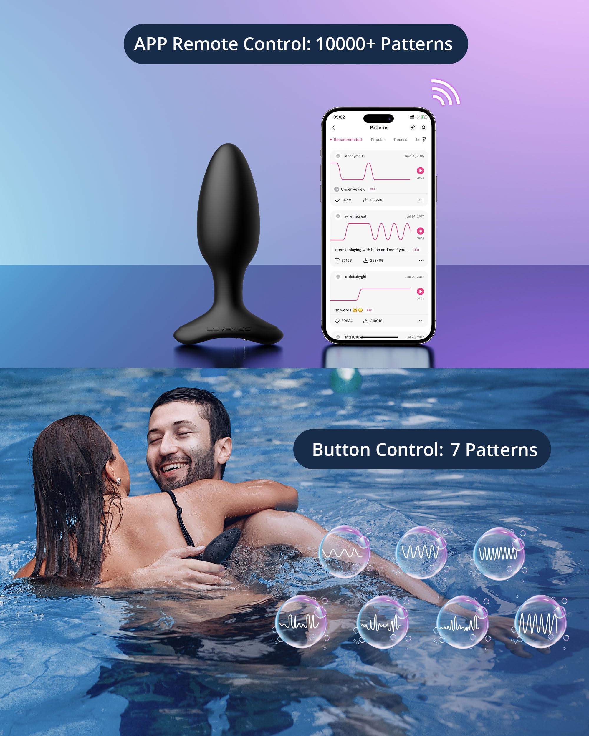 LOVENSE Hush 2 Vibrating Butt Plug 1.5", Silicone Anal Vibrator for Men with Remote Control, Waterproof and Rechargeable Big Plug Vibration Machine for Women, Adult Anal Plug Sex Toys for Couples: 1.5 in