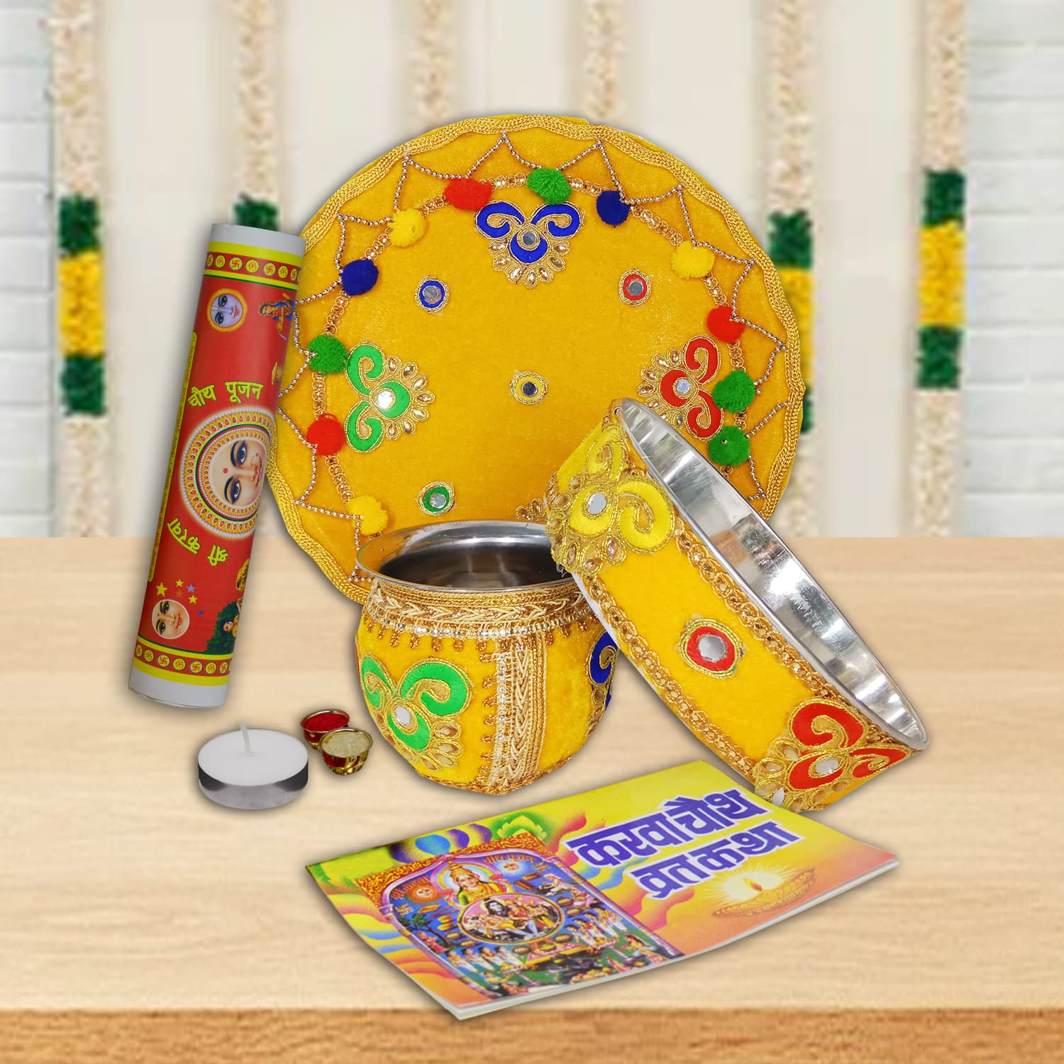 BRACOP Karwa Chauth Thali Set - Pooja Set Mit 4 Teilen