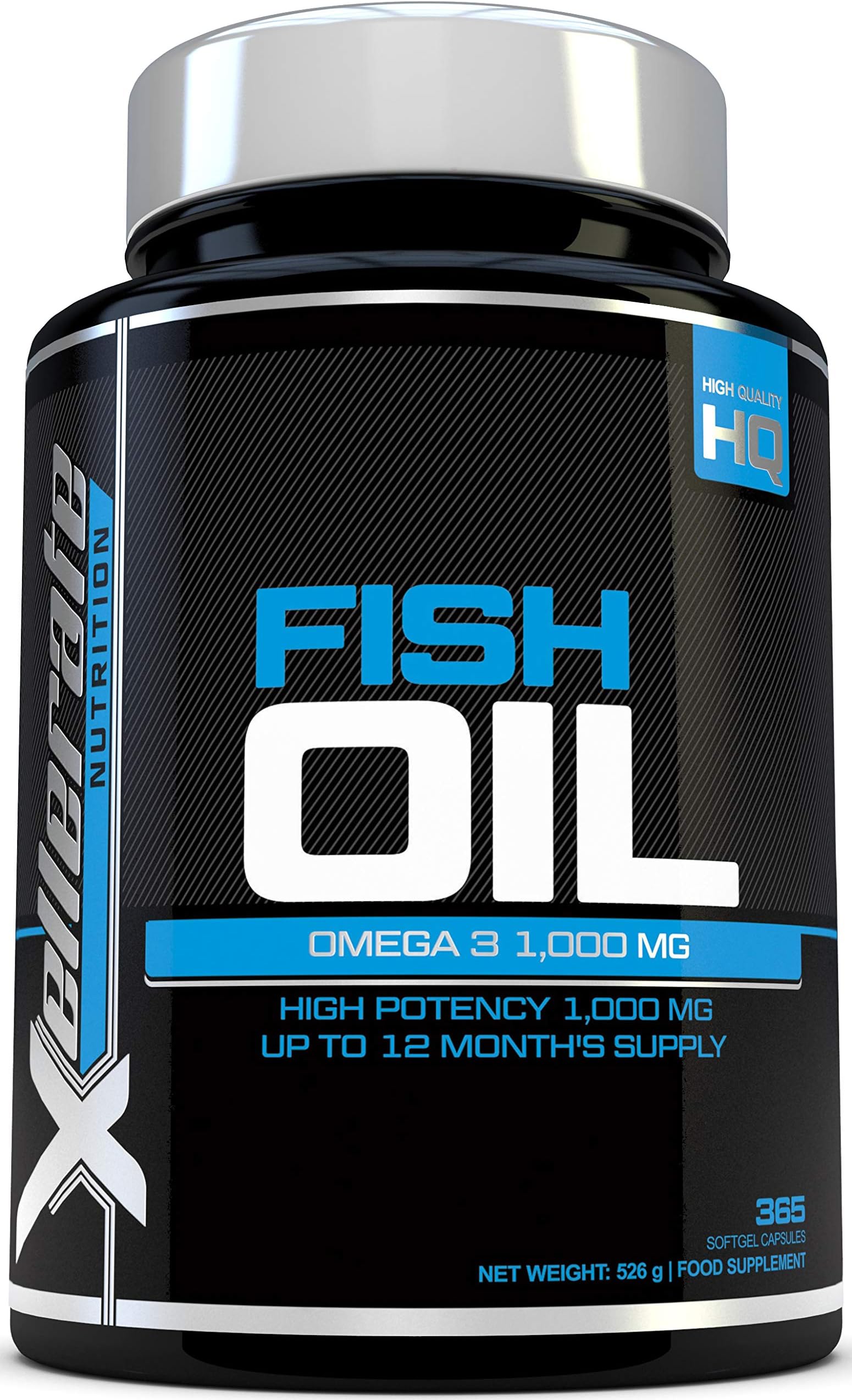 Omega 3 Fish Oil 1000mg - 365 Softgels - High Strength Omega 3 Fish Oil Supplement Promoting Healthy Heart, Joints and Skin - Triple Strength EPA & DHA - Made in the UK