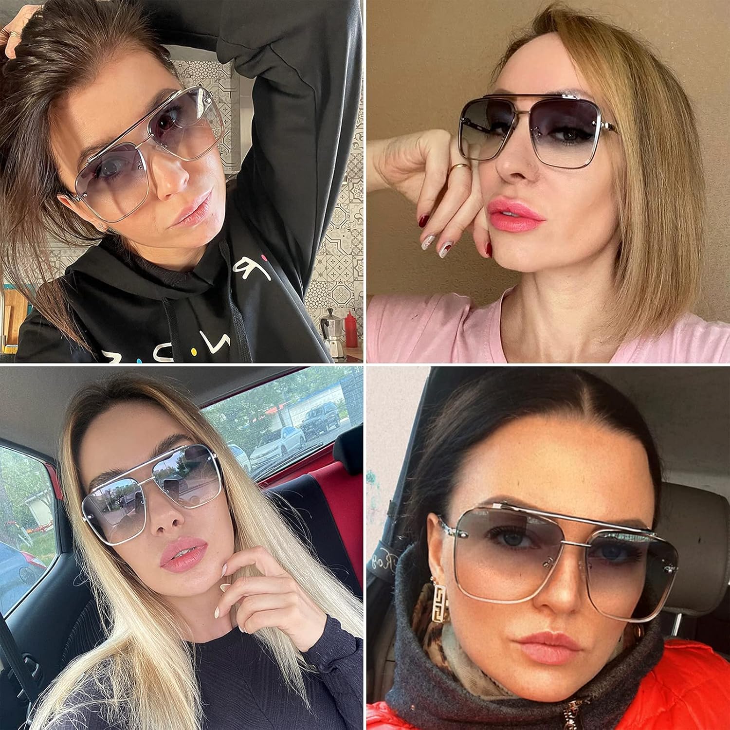 Gtand Fashion Trendy Square Aviator Gradient Sunglasses For Women Men Vintage Metal Sun Glasses - Image 2