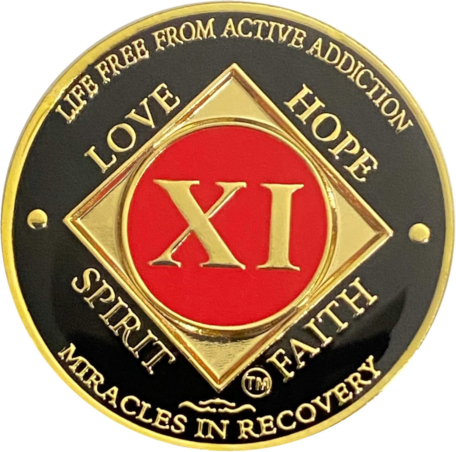Simply Minimal NA 11 Year Gold Color Plated-Medallion, Recovery Token, NA Token, Narcotics Anonymous Coin