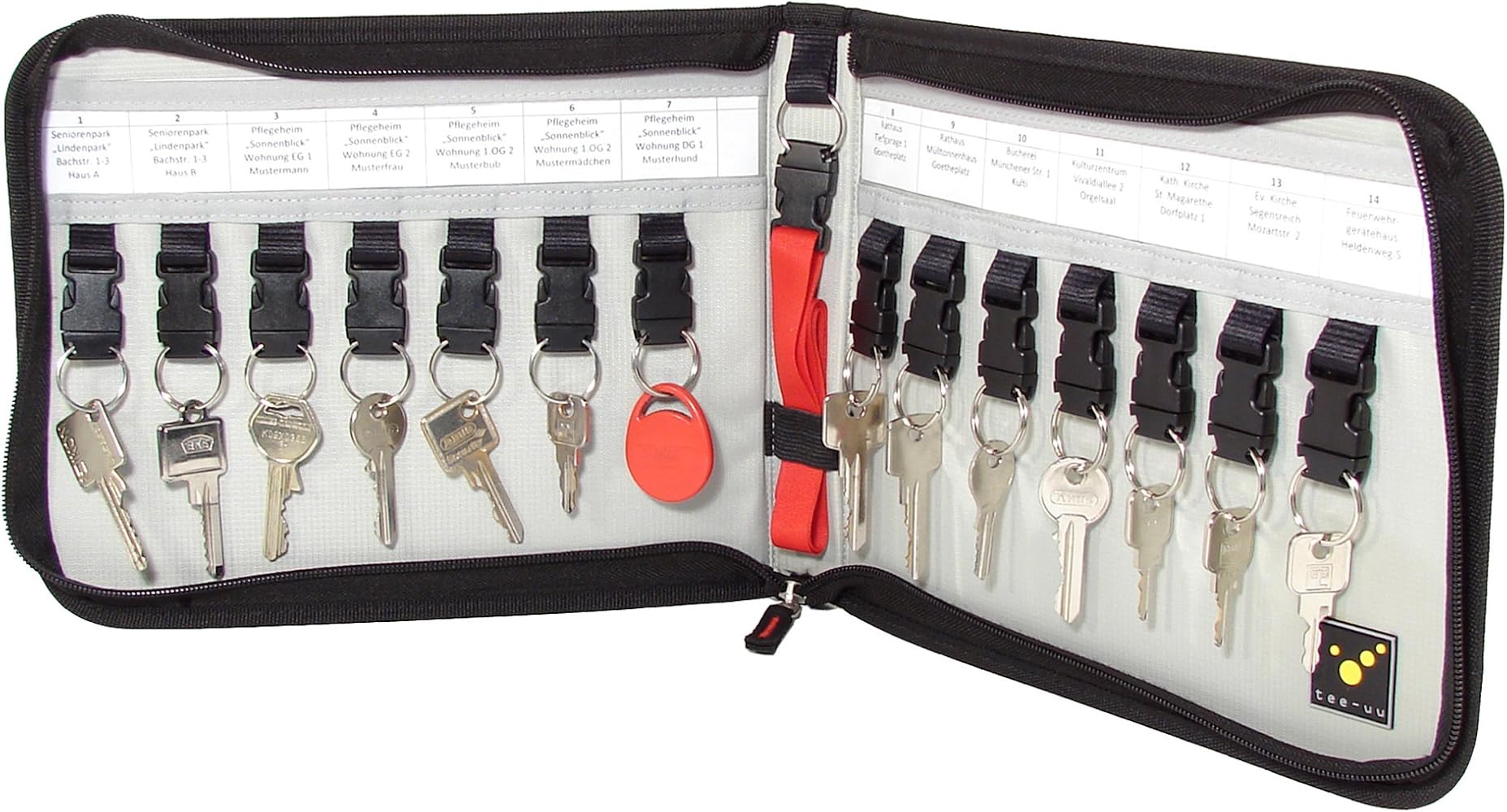 thumbnail: Tee-uu KEYSTUFF XL Sleutelmap Zwart/Blauw - Professionele Organizer Voor 14 Sleutels En Documenten A4