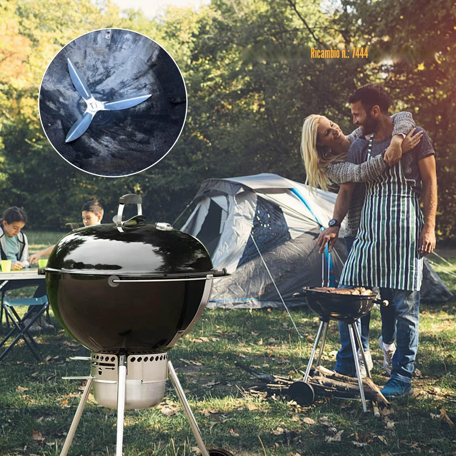 2 set di 22-1/2" One-Touch Kit di pulizia 57 cm compatibile con Weber Grill Parts, 7444 Weber Kettle Barbecues, pezzi di ricambio
