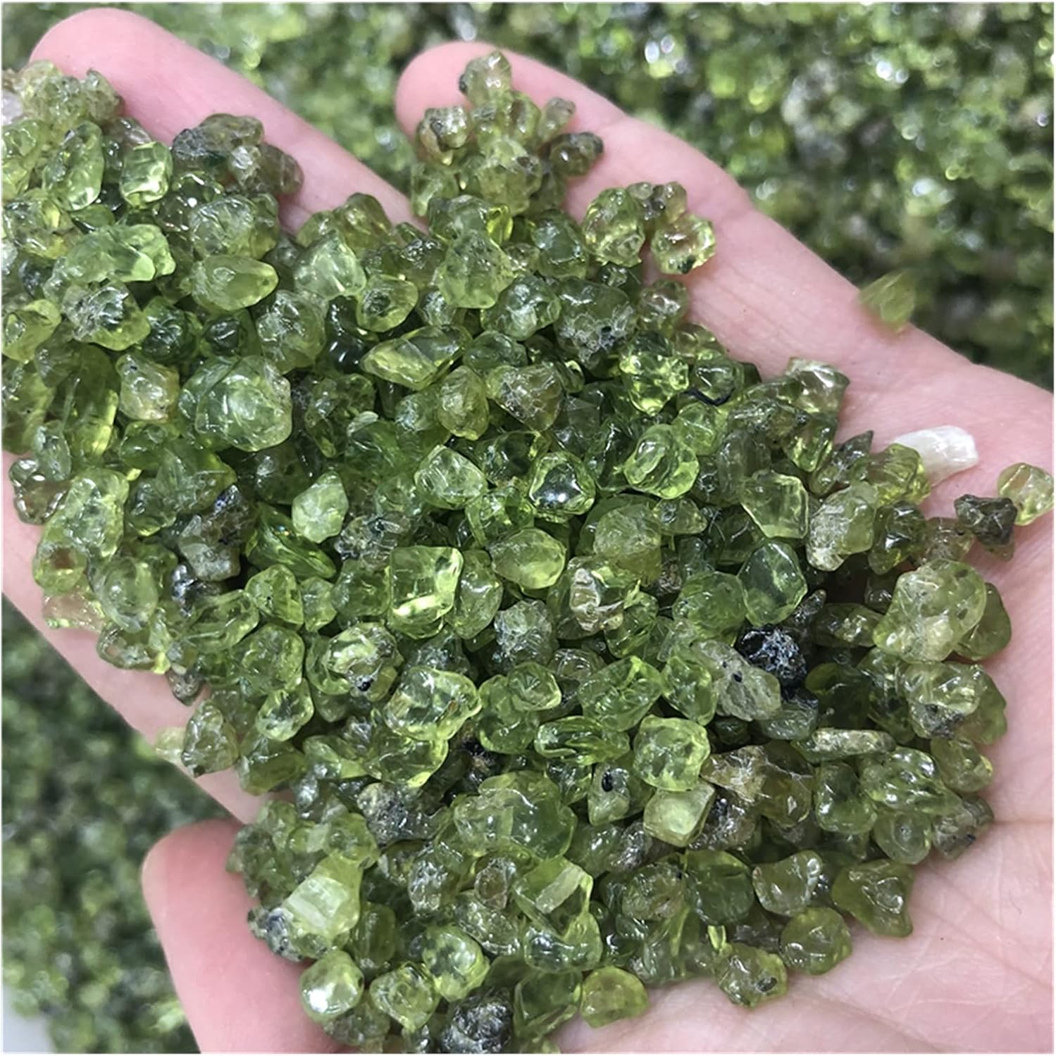 FIDEMM Natural Crystal Rough Natural Peridot Crystal Olivine Green Rough Raw Fell Gemstone Mineral Sample Rock Quartz August Birthstone (Size : 1000g)