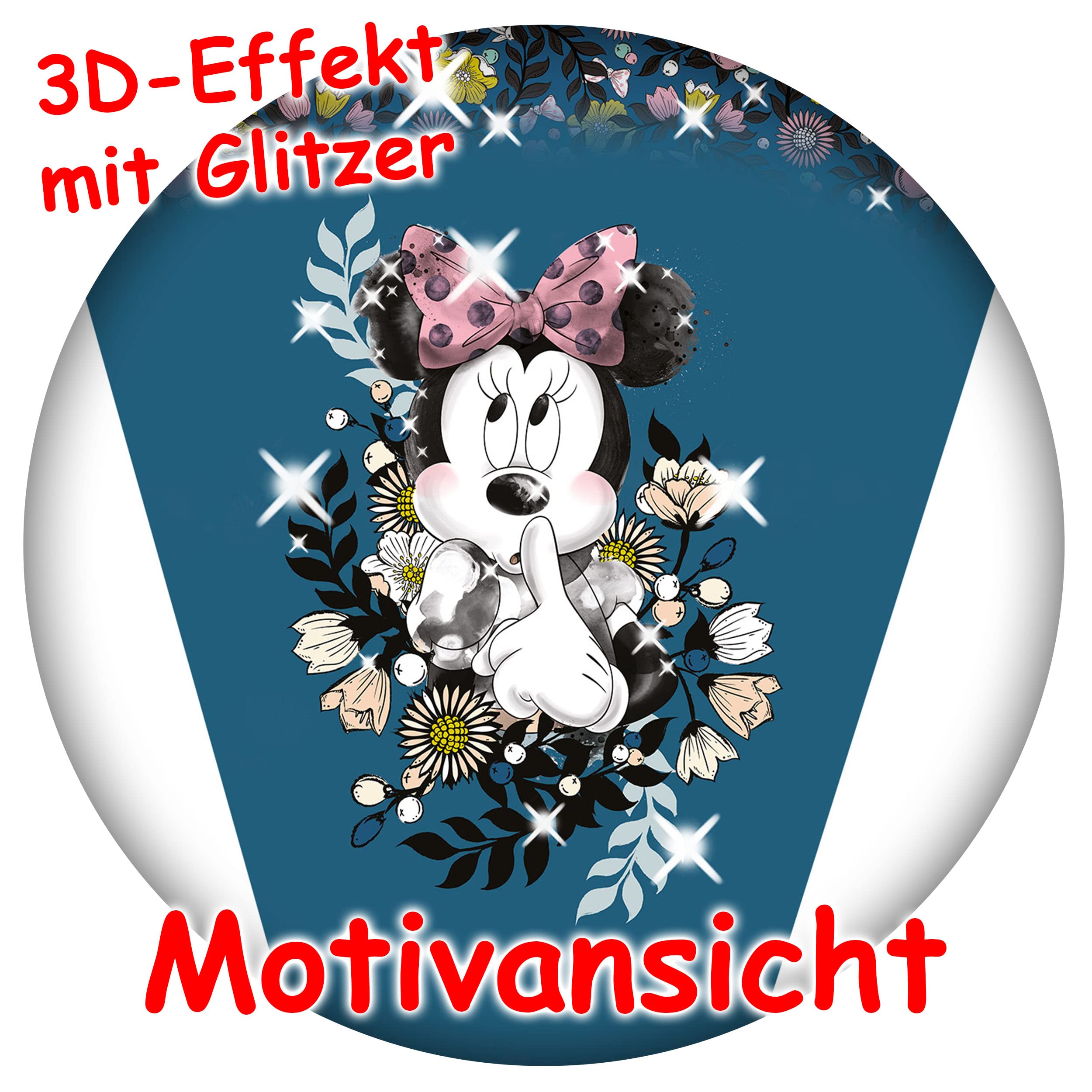 alles-meine.de GmbH mit Glitzer & Glimmer ! Schultüte - - Minnie Mouse 70-85 cm Größe wählbar inkl. komplette Füllung + Name + Bänder Schleife + Kunststoff Spitze - Zuc..