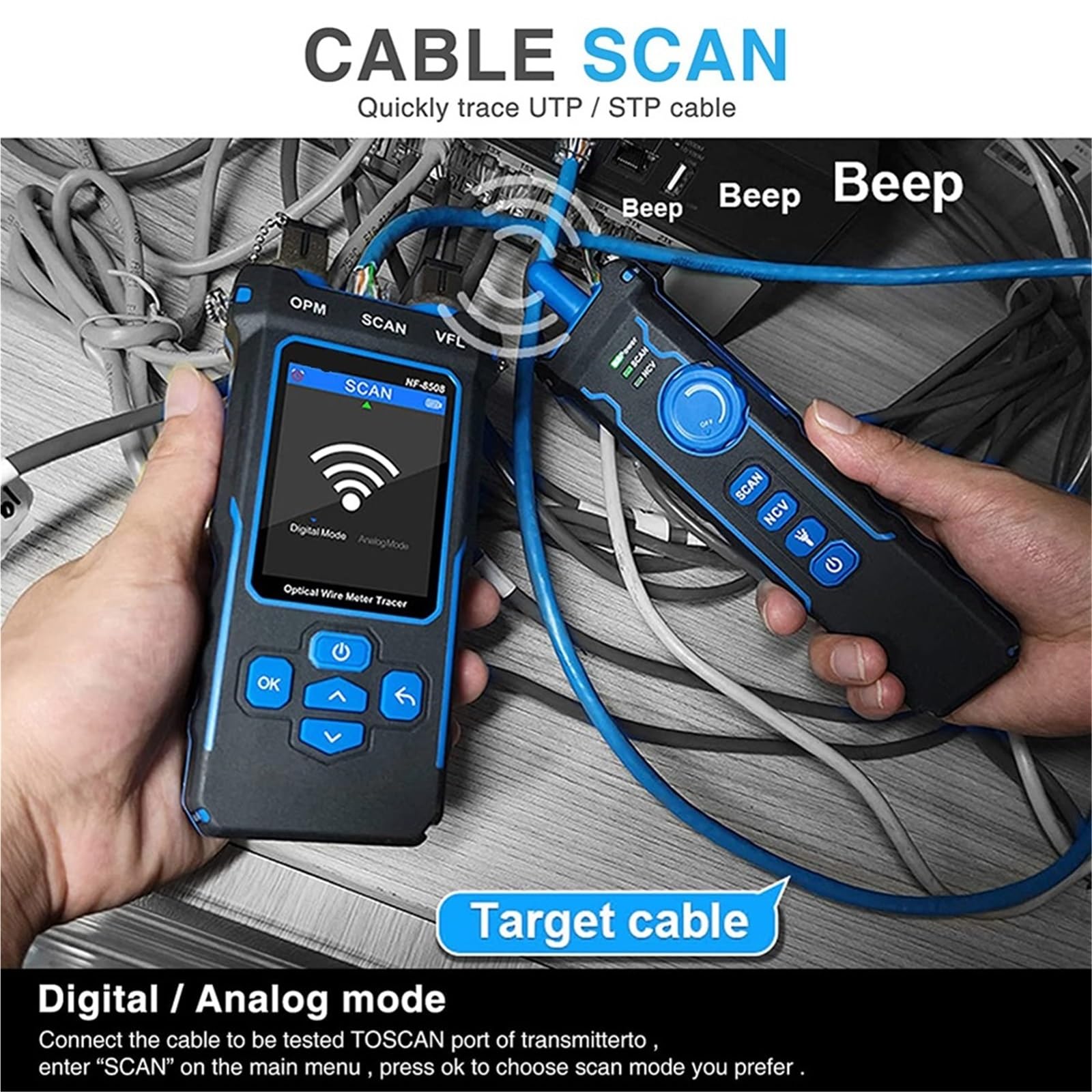 Traceur de Cable, Testeur de câbles réseau PoE, ceinture, wattmètre optique, écran LCD, mesure la longueur, schéma câbla, suivi