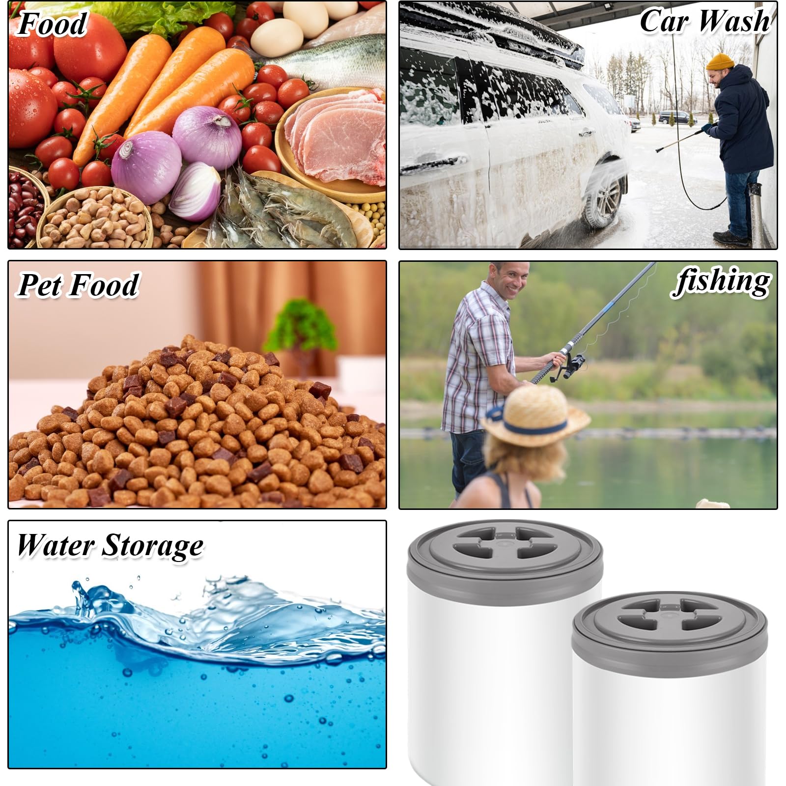 4 coperchi a vite da 5 galloni, coperchi a tenuta stagna per contenitori per alimenti per animali domestici, vernici, coperchi a vite da 5 galloni, per secchio di plastica compatibili con Gamma, nero