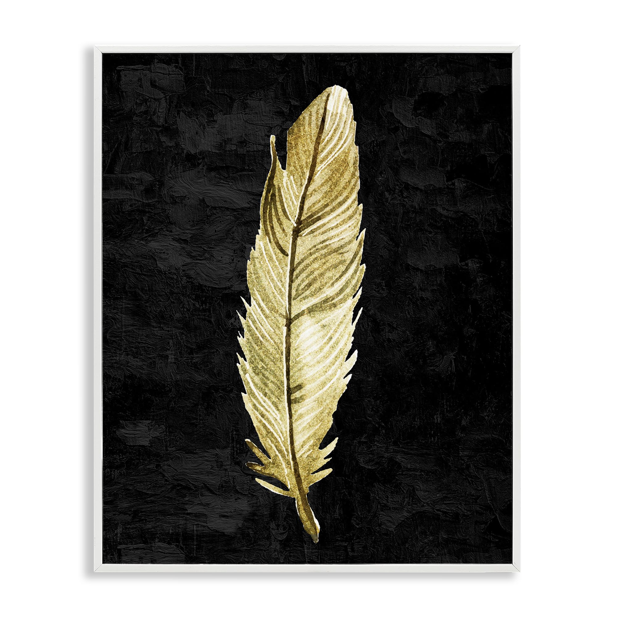 Stupell Industries Curved Feather on Black White Framed Giclee Art, design by Kim Allen, 20 x 16