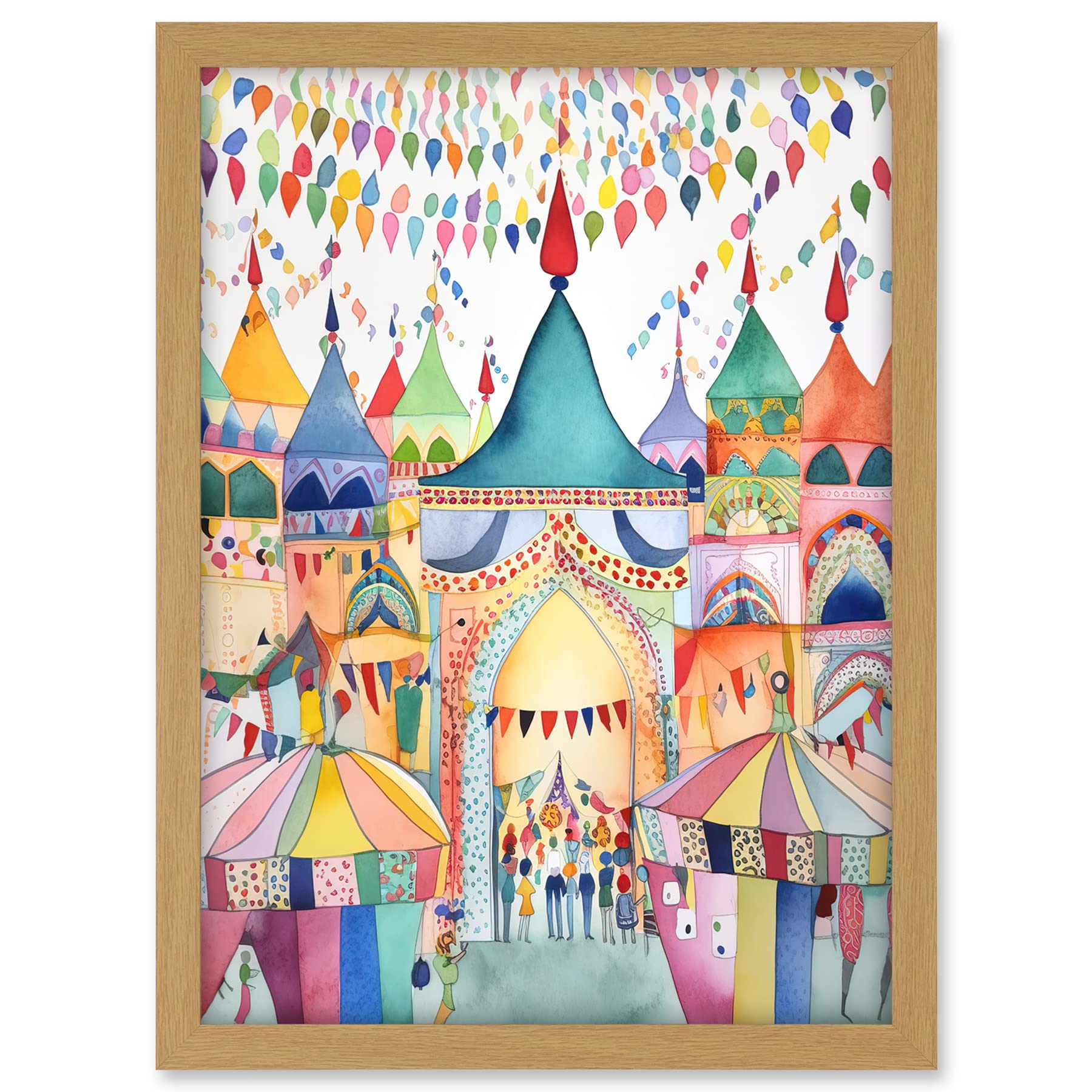 Artery8 Festival Folk Art Watercolour Painting Artwork Framed A3 Wall Art Print