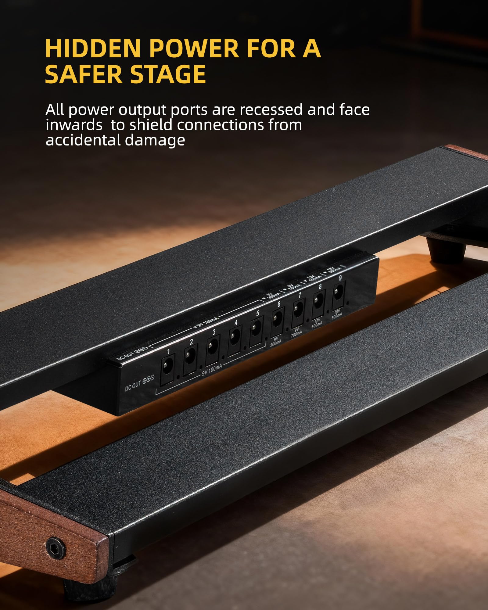 LEKATO Pedalboard z zasilaczem PB-01S, z torbą, kable do pedałów
