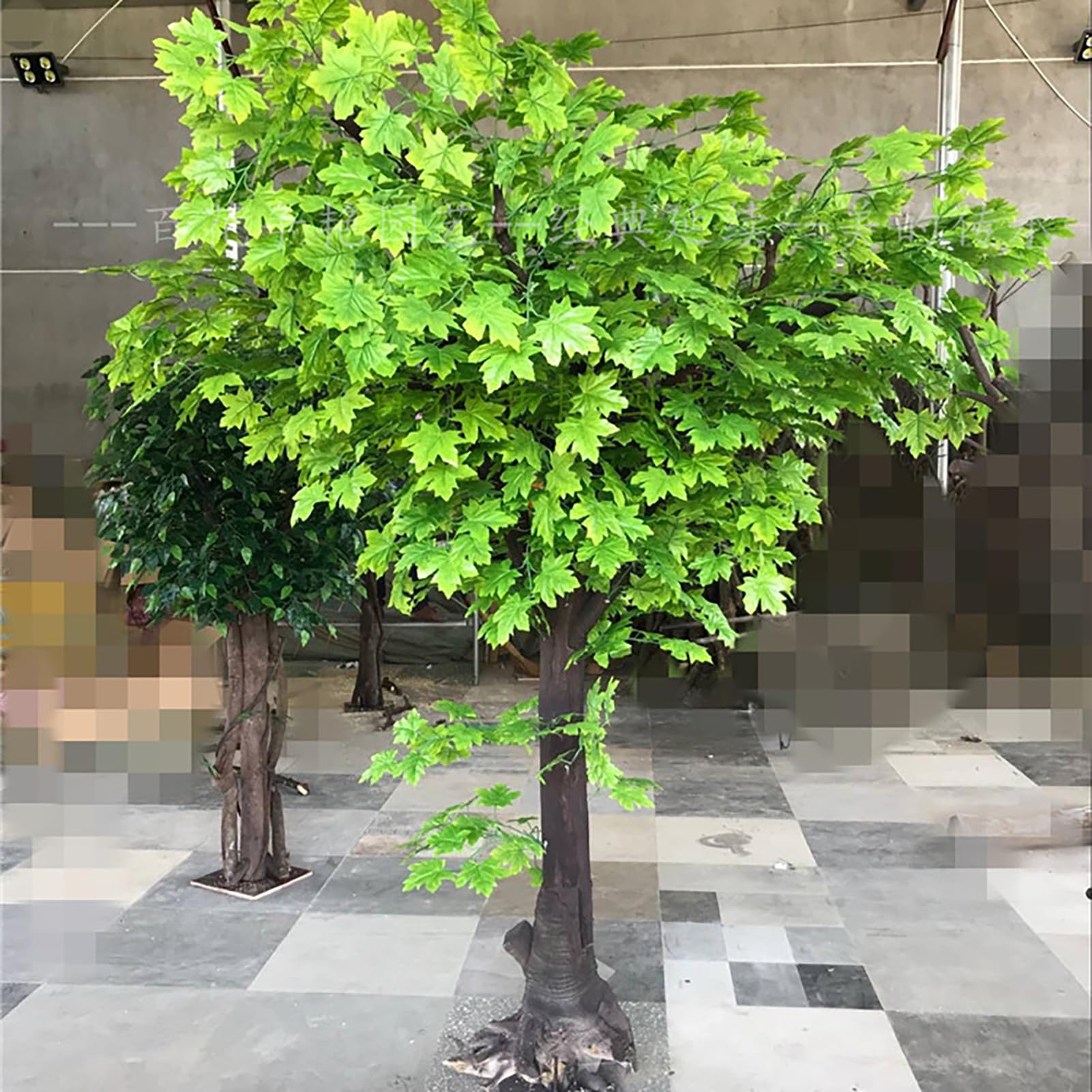 Large Plant Artificial Green Banyan Trees Handmade Fake Tree Wishing Tree Banyan Tree for Indoor Outdoor Wedding Event Party Restaurant Mall Decor 1x0.6m/3.2x1.9ft