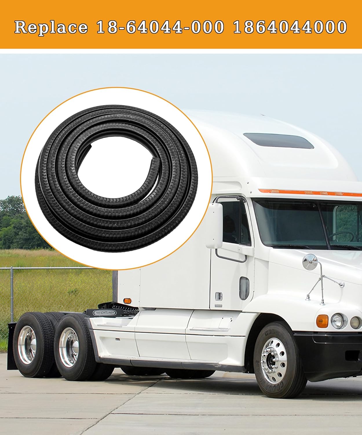 18-64044-000 Front Door Weatherstrip Seal Compatible with Freightliner Rubber Door Weatherstrip 1864044000