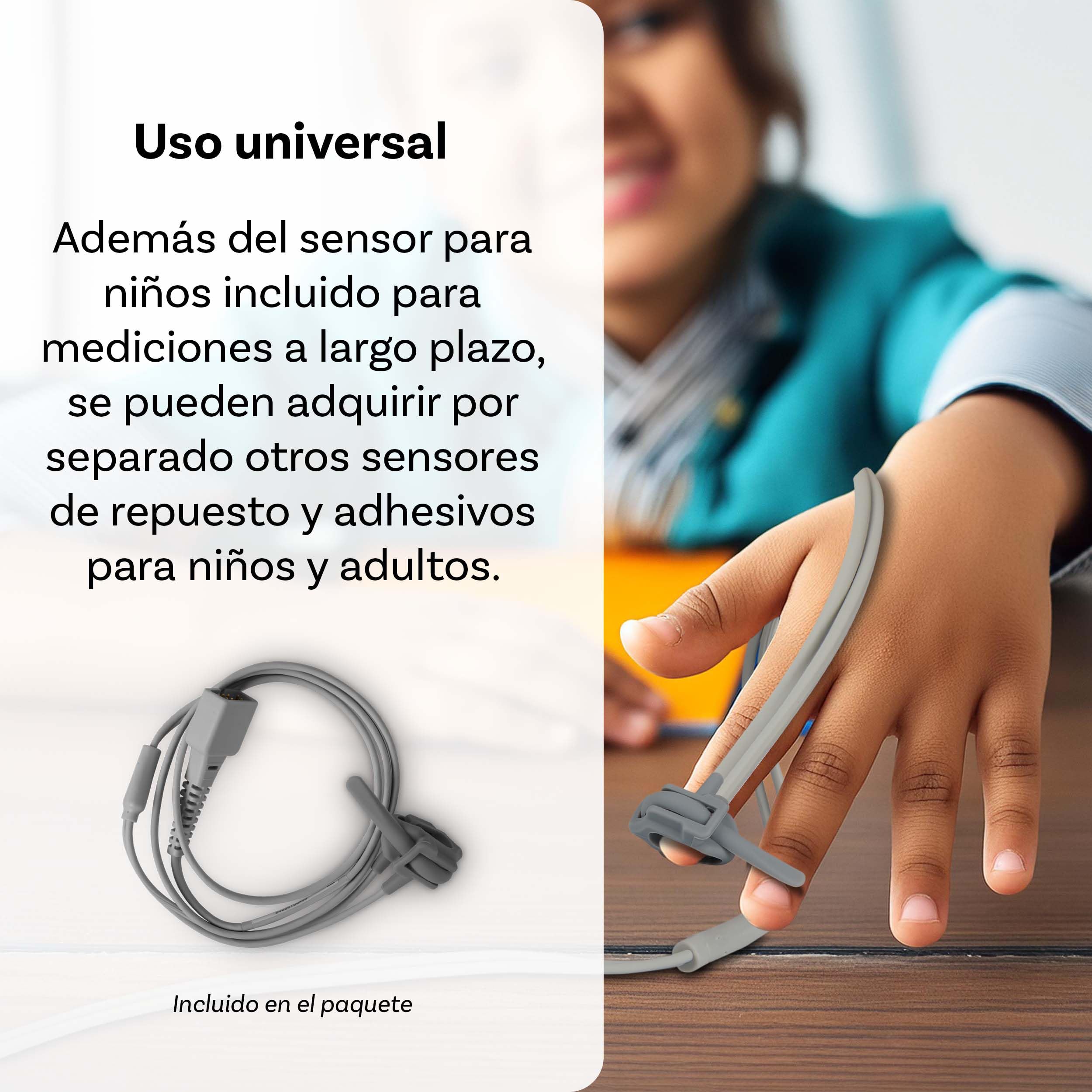 Pulox PO-650B - Pulsioxímetro de dedo para bebés con sensor externo - Medición de SpO2 y pulso en lactantes y niños