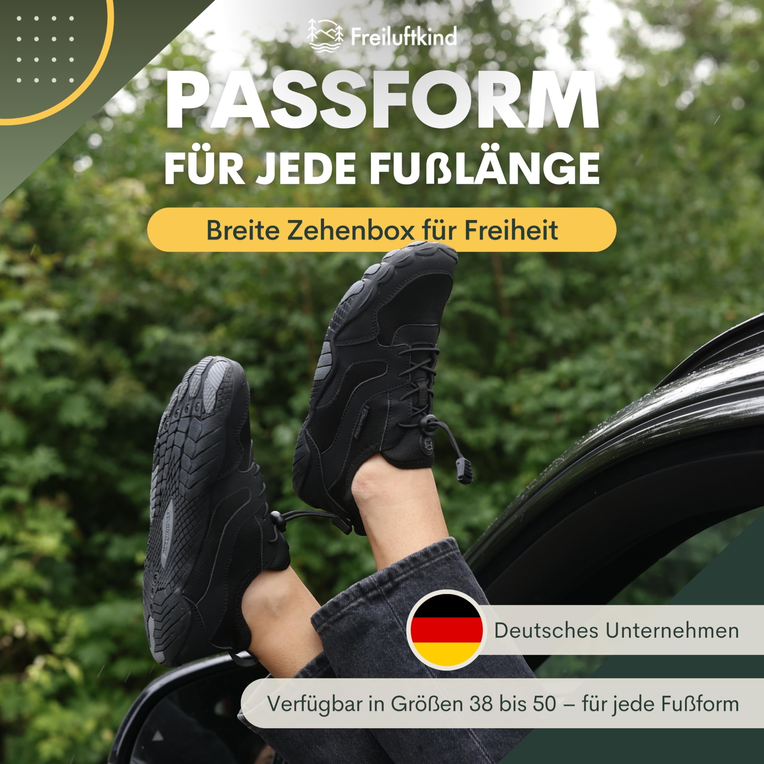 Freiluftkind® Karoo – Rutschfester Universal Barfußschuh – Leichte Barfußschuhe Sneaker für den Alltag – Entlasten Füße, Gelenke & Körper – Barfußschuhe für Damen und Herren