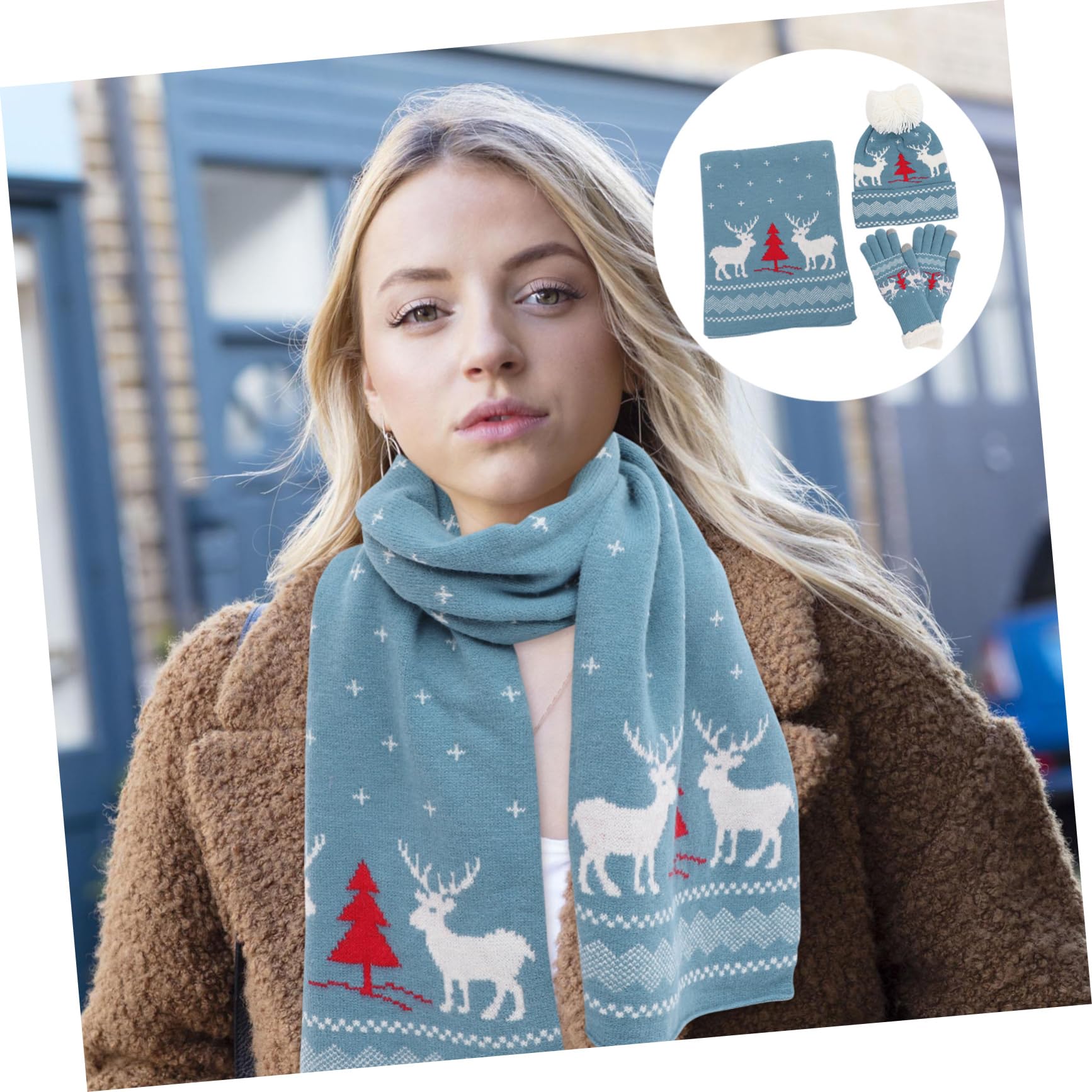 GALPADA 3juegos De Gorro Bufanda y Guantes De Navidad Para Mujer Set De De Clásico Actividades Invierno