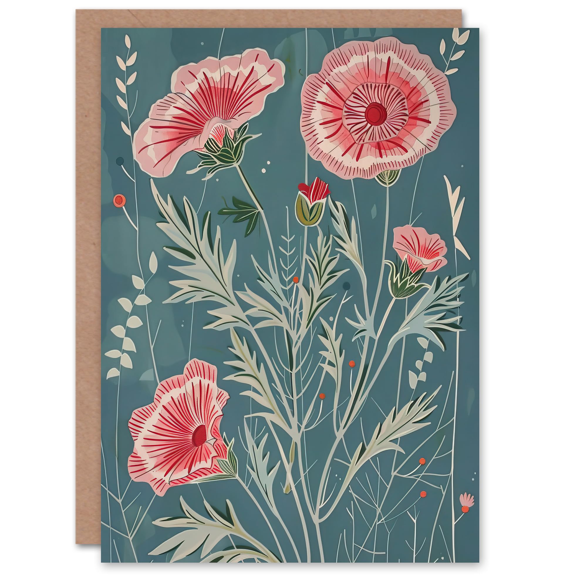 Artery8 Greeting Card Blooming Pink Carnation Flowers Artwork Spring For Her Woman Birthday Card
