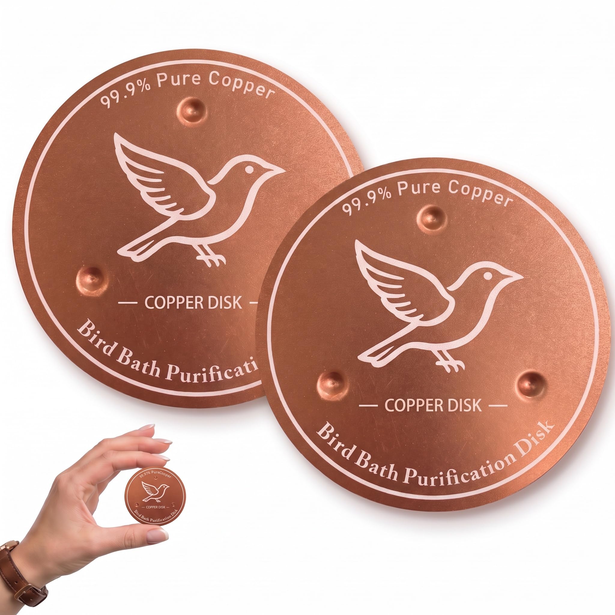2 Pcs Bird Bath Copper Disk,99.99% Pure Copper Bird Bath Purification Disk