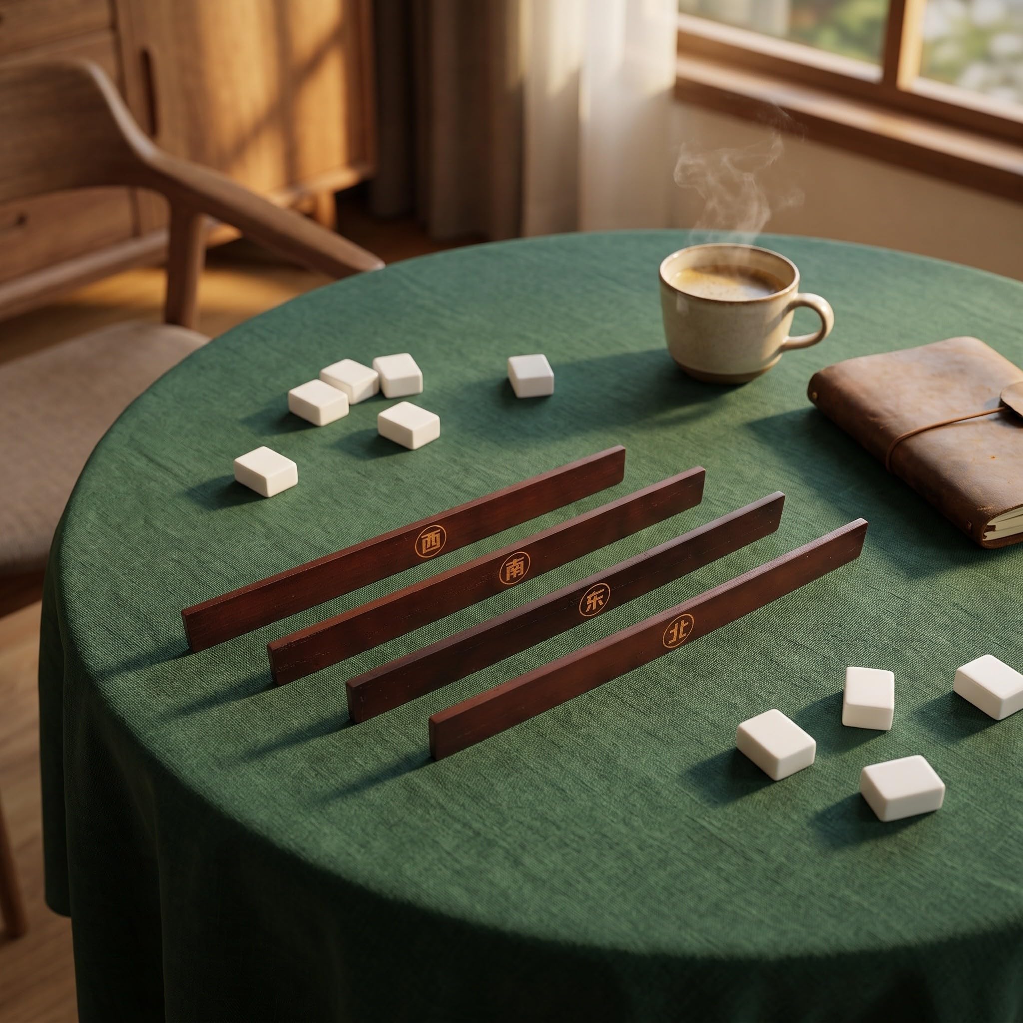 OUNONA Set di 4 spingitessere in legno per Mahjong, strumento per tavoli da