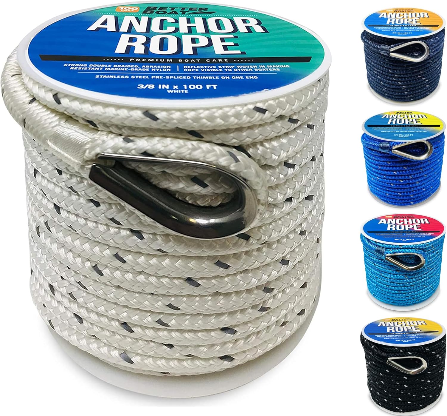 Premium Boat Anchor Rope 100 Ft Double Braided Boat Anchor Line White