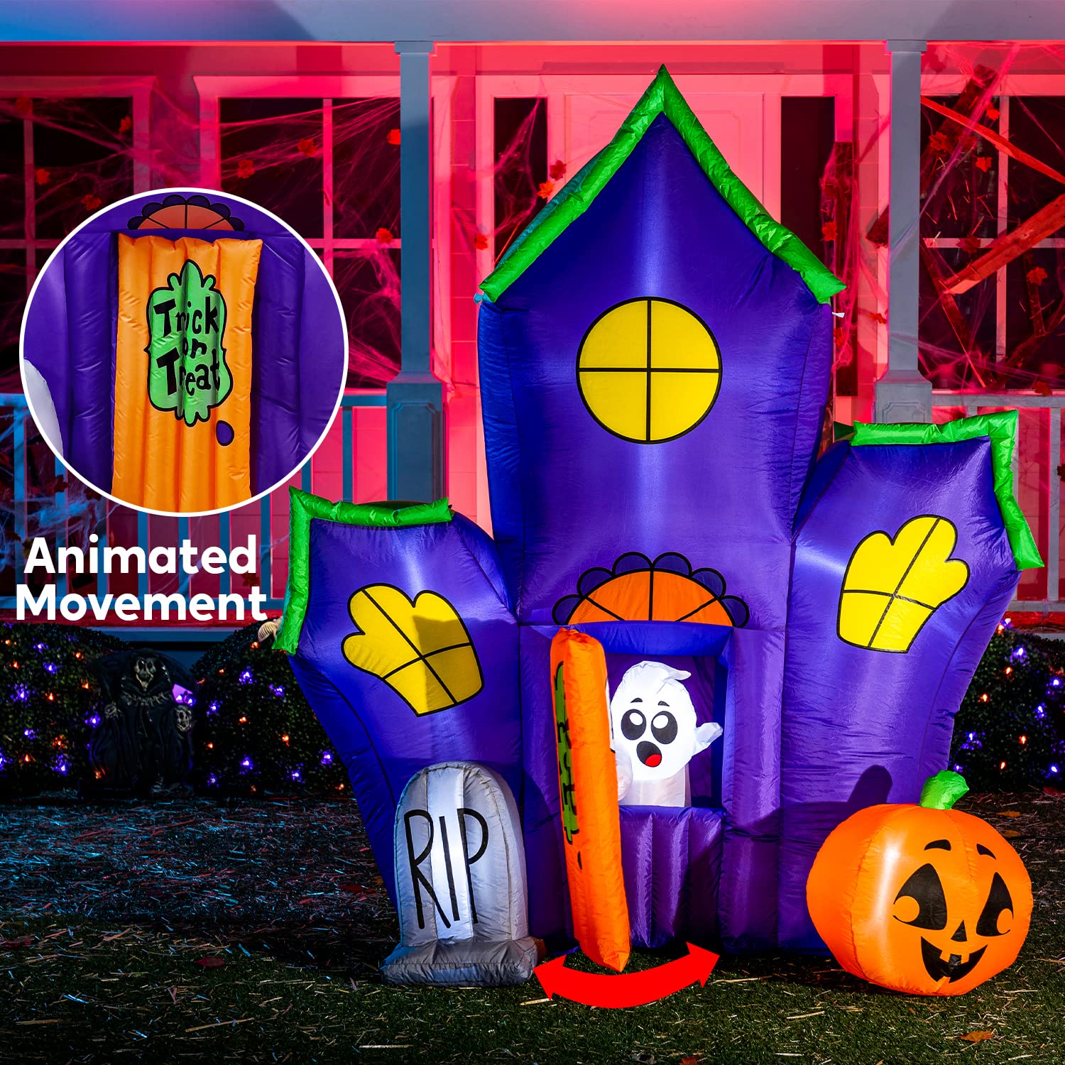 Airblown 7ft Inflatable LED Animated Haunted House nellspa.ro
