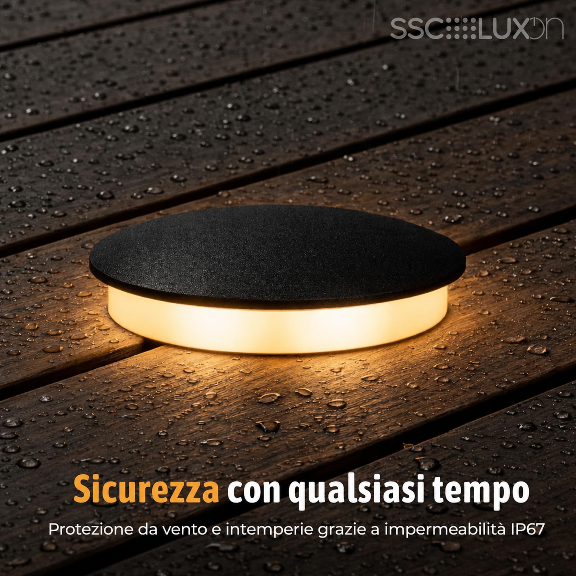 SSC-LUXon JAVO 10x Faretti da Esterno Rotondi Neri IP67 Luce Indiretta