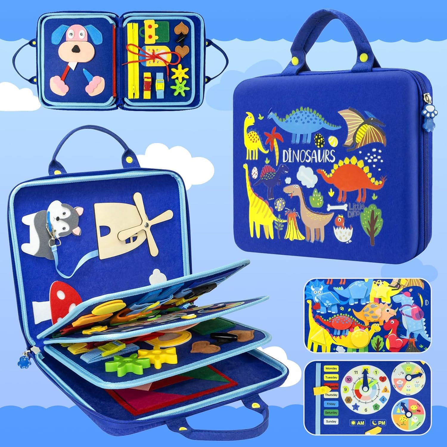 Slipps Busy Board Montessori Toys for Toddlers 1 2 3 4 Year-Busy Book Board Travel Toy for Plane Car, Birthday Gift for Boys Girls-Preschool Educational Learning Sensory Activity Motor Skills (Blue) (B0D6RDX7S8) Amazon Price History, Amazon Price Tracker