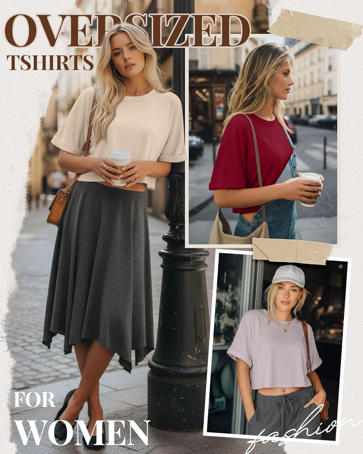 4 Pack Women's Crop Tops Oversized T Shirt Half Sleeve Summer Tees Casual Loose Fit Crew Neck Basic Shirts - Image 4