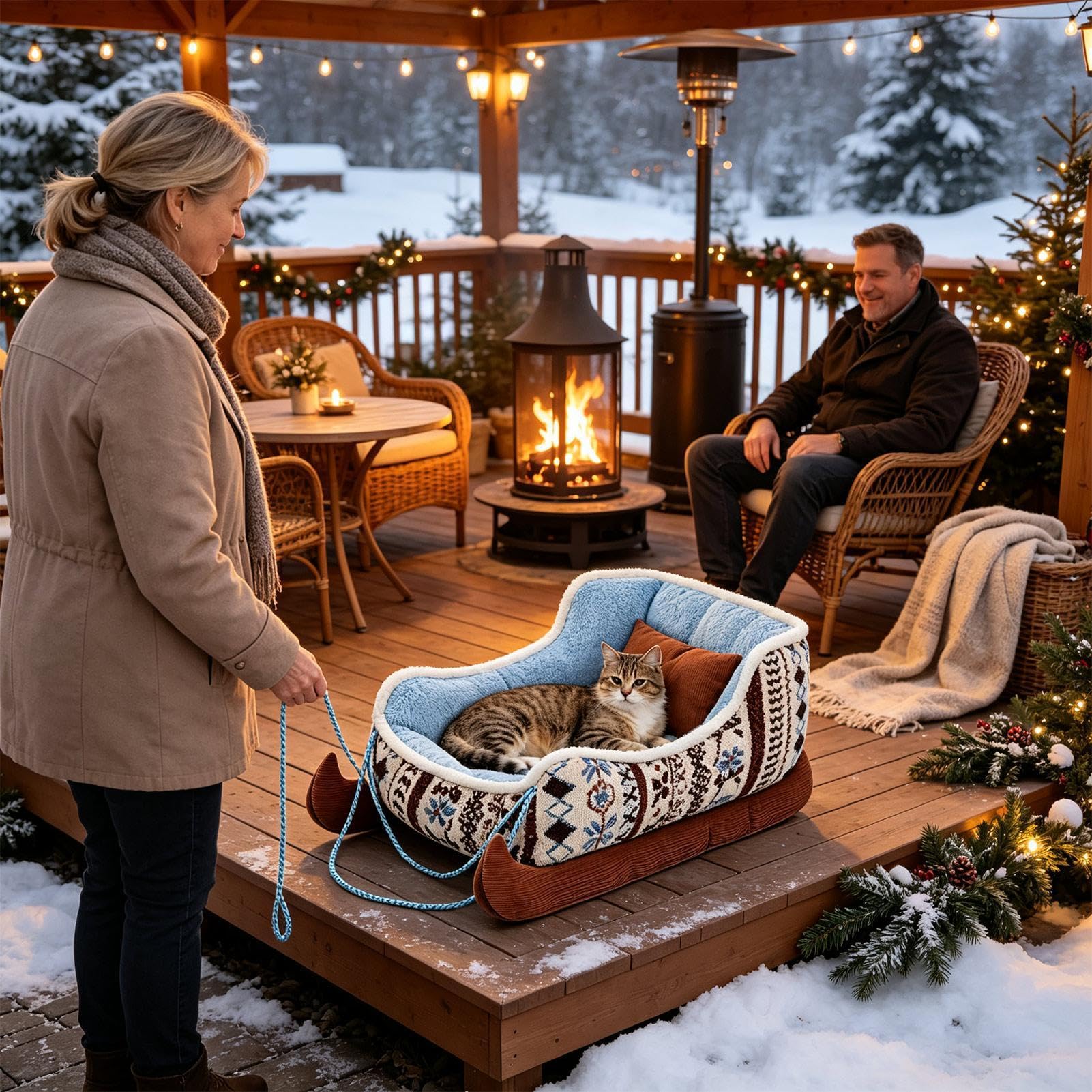 Cama de Perro Navideña Decoración Interior de Temporada Suave, Divertida y