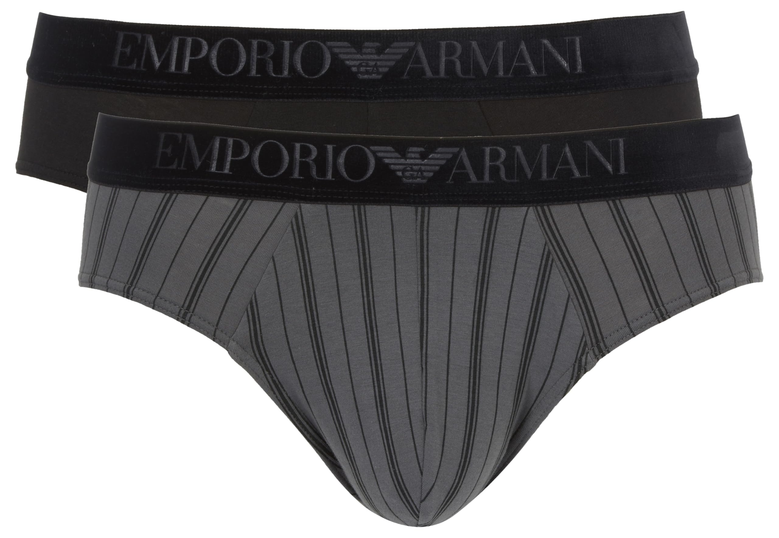 Emporio Armani Men's TARTAN GIFT BOX 2-PACK BRIEF Briefs, STAMPA RIGHE/NERO,