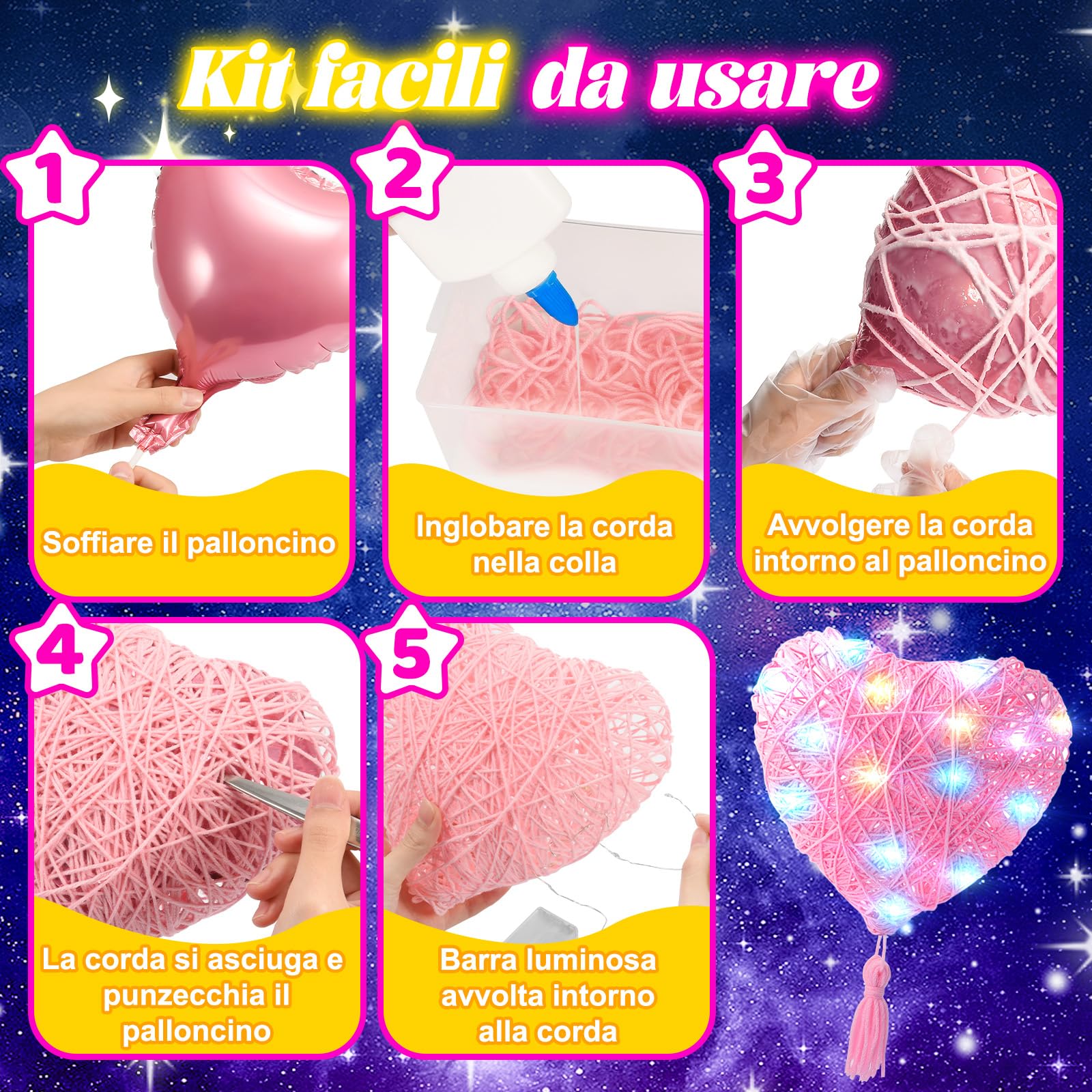 Hapikids Regalo Bambina 6 7 8 9 10 11 12 Anni, String Art Giochi Bambina 8-12 Anni Femmina Kit Fai da Te Regalo per Bambini 8-10 Anni String Art Regali di Compleanno per Bambini
