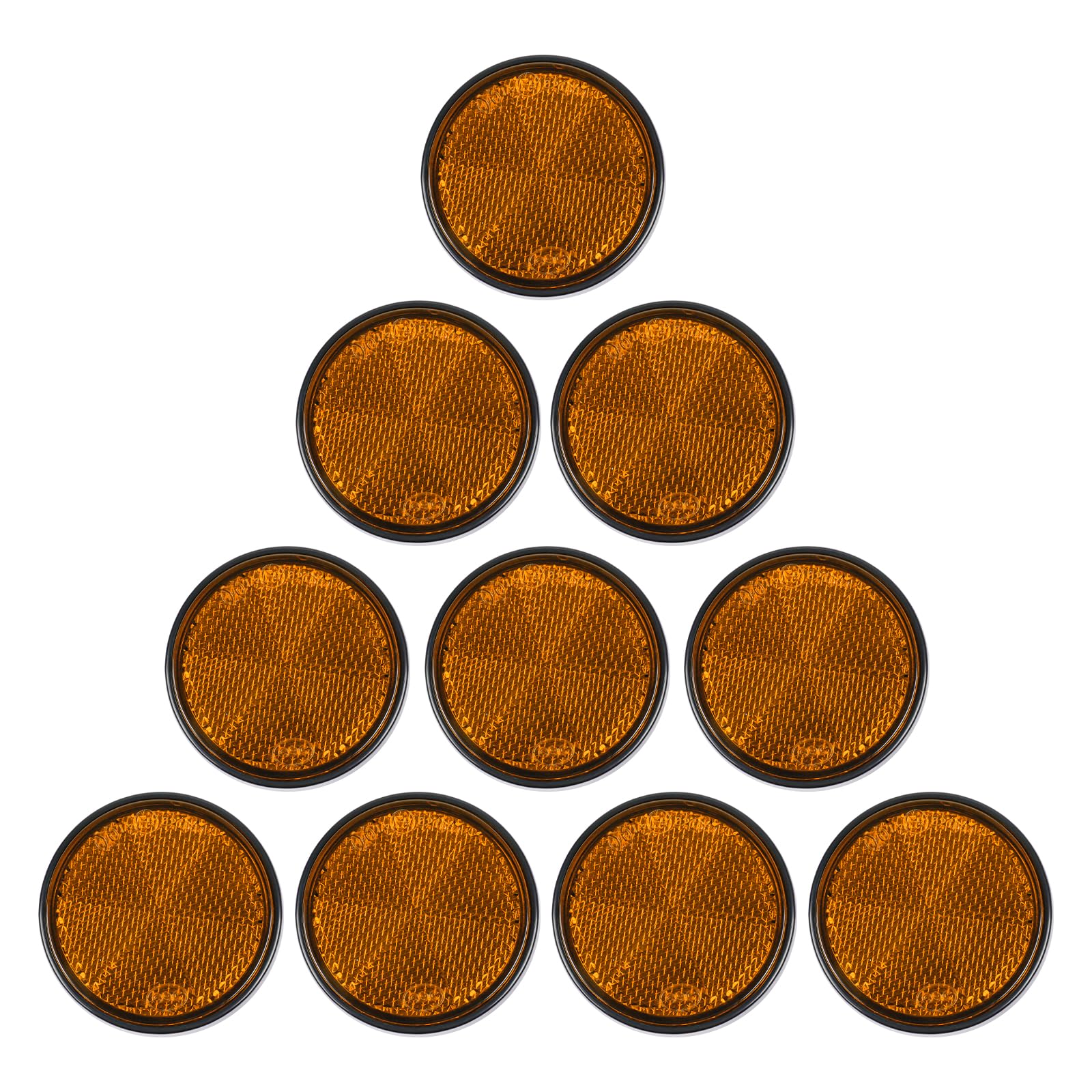 10 Pack Yellow Self Adhesive Round Reflectors, E9 Approval