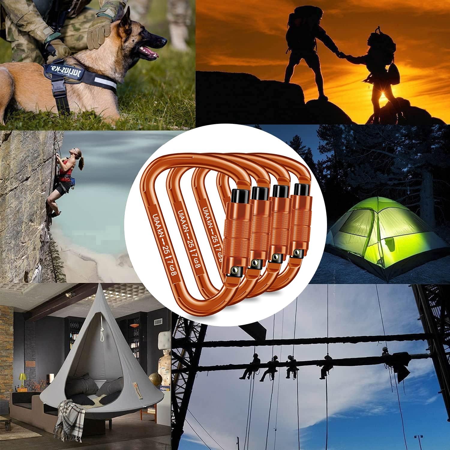 Auto Locking Carabiner Heavy Duty Carabiner 25kN UIAA Certified Climbing Carabiner Climbing Equipment Safety Carabiners for Rappelling, Hammocks, Rescue, Dog Leash, Swing - Image 7