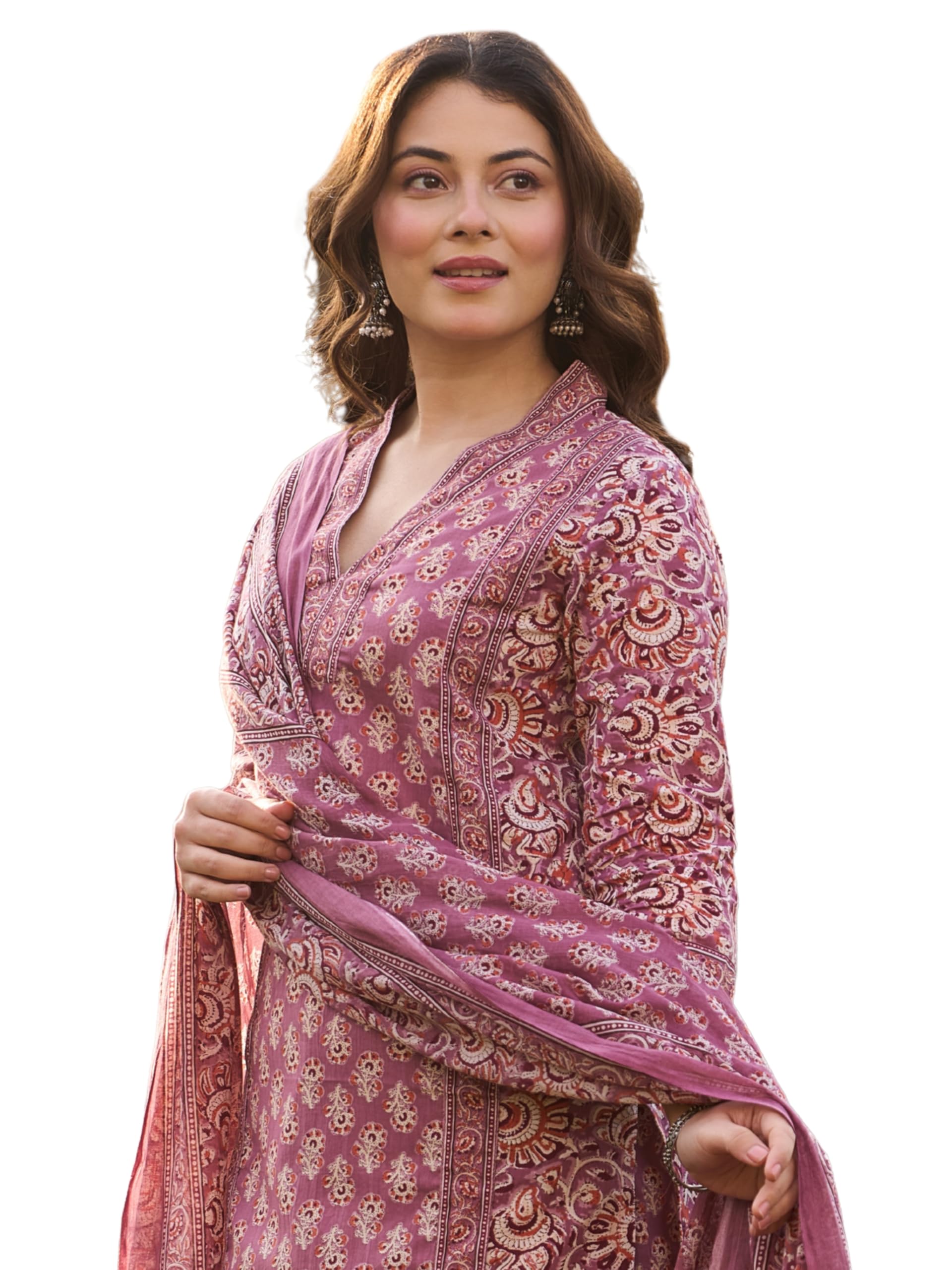 arayna Women’s Cotton Printed Kurta Set with Pants & Dupatta | Elegant Ethnic Wear for Women | Floral Print | Comfortable Suit Set-picture-12
