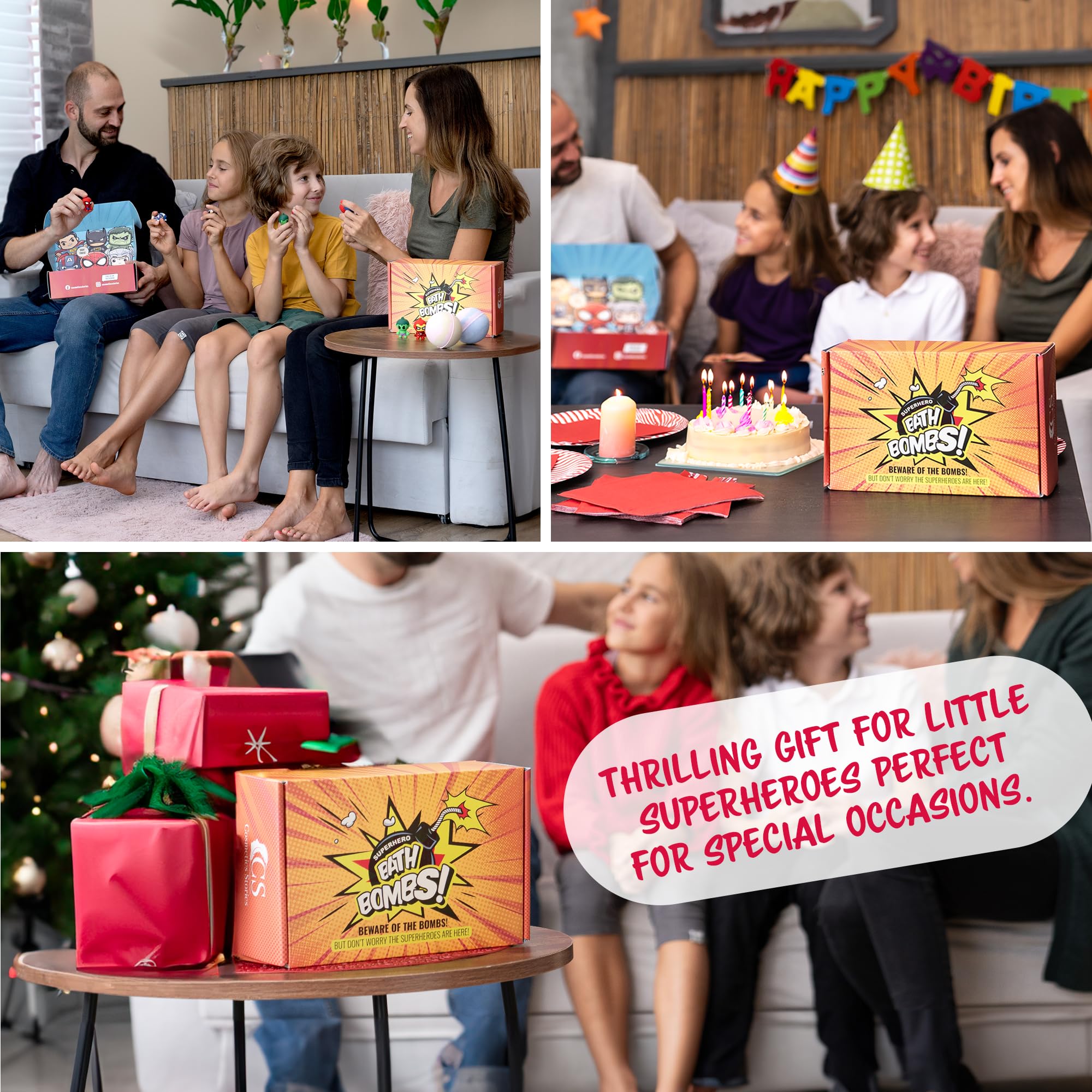 COSMETICS STORIES-Superhero Bath Bombs for Kids with Surprise Inside - Organic, Gentle, and Mess-Free Bath Time Fun for Kids - Vibrant Colors and Amazing Scents - Amazing Gift for Superhero Fans