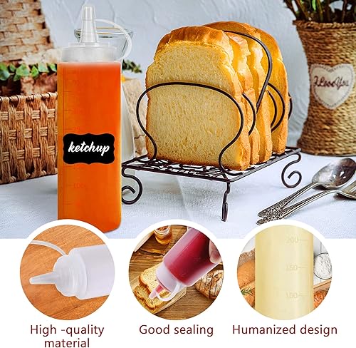 Vista 11 de Botella exprimible para condimentos, botellas de plástico para salsa de tomate para salsa, barbacoa, aderezo, pintura, taller, dispensador de arte