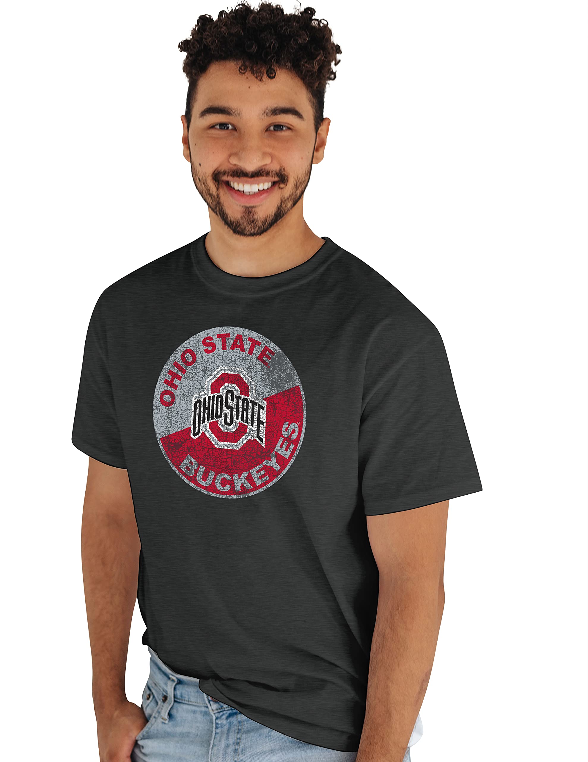 Blue 84 Men's Ohio State Buckeyes T-Shirt Vintage Cap Dark Heather, Dark Grey, Large