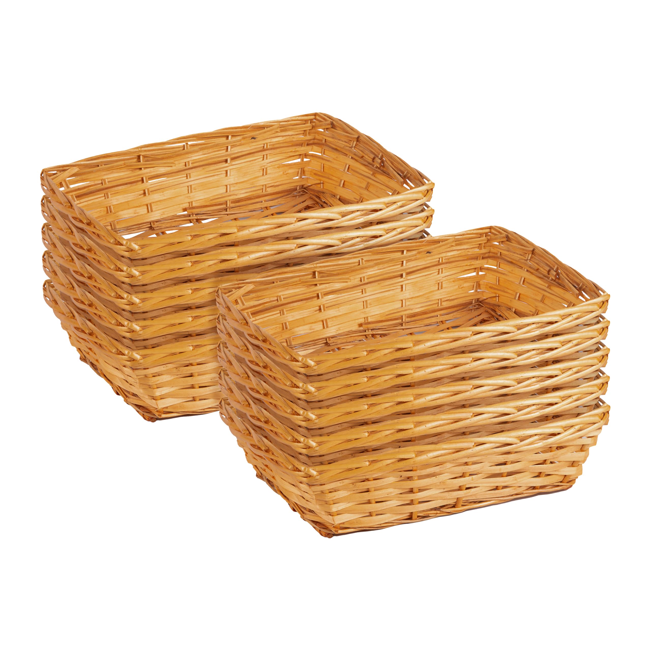 Wickerfield 10pcs Natural Wicker Hamper Basket Wicker Trays Gift Basket Retail Display Tray Christmas Hampers (Honey, Medium)