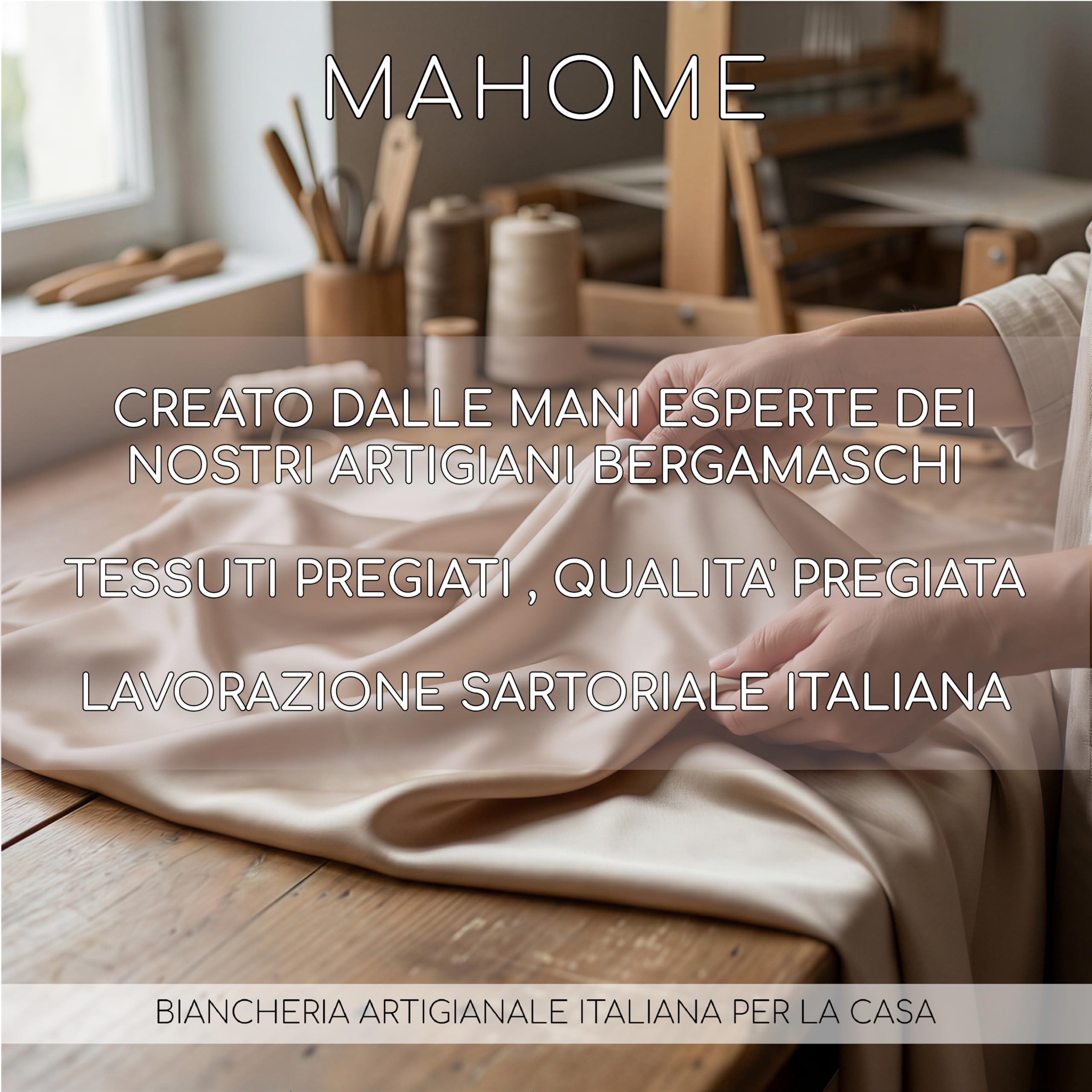 Mahome Set Lenzuola Matrimoniale Pregiato Raso di Cotone 100% 300 fili (TC) Artigianale di Lusso - Lenzuolo con Angoli 180x200x30 cm, Lenzuolo Sopra 250x290 cm, 2 Federe - Made in Italy – Elodie