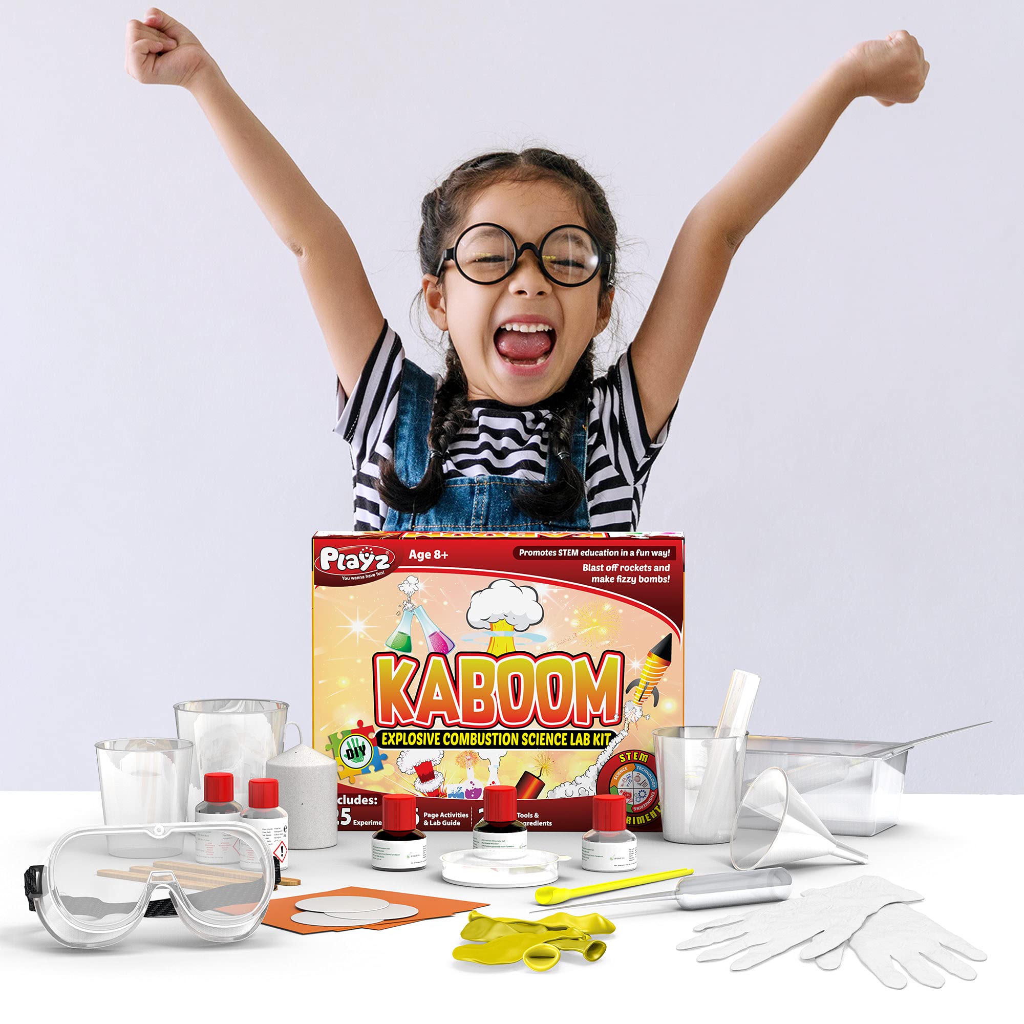 Playz Kaboom! Explosive Science Kit for Kids Age 812 with 25+ Chemical Reactions & Experiments