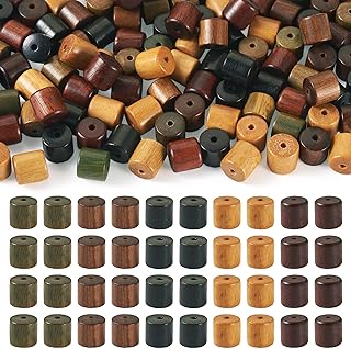 100Pcs 8mm Natural Sandalwood Beads Column Wood Beads 5 Colors Wood Spacer Beads Dyed Wooden Barrel Beads Wooden Craft Beads for Jewelry Making Macrame Farmhouse Decor
