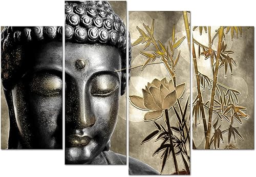 Zlove - Lienzo decorativo grande de Buda dorado para pared, budismo zen para decoración del hogar, estatuas de Buda para paredes, sala de