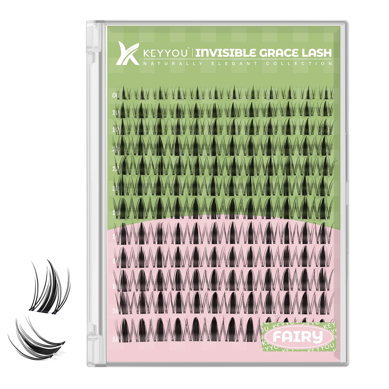 Photo 1 of KEYYOU Fairy Lash Clusters, D Curl 8-18mm, Invisible Band