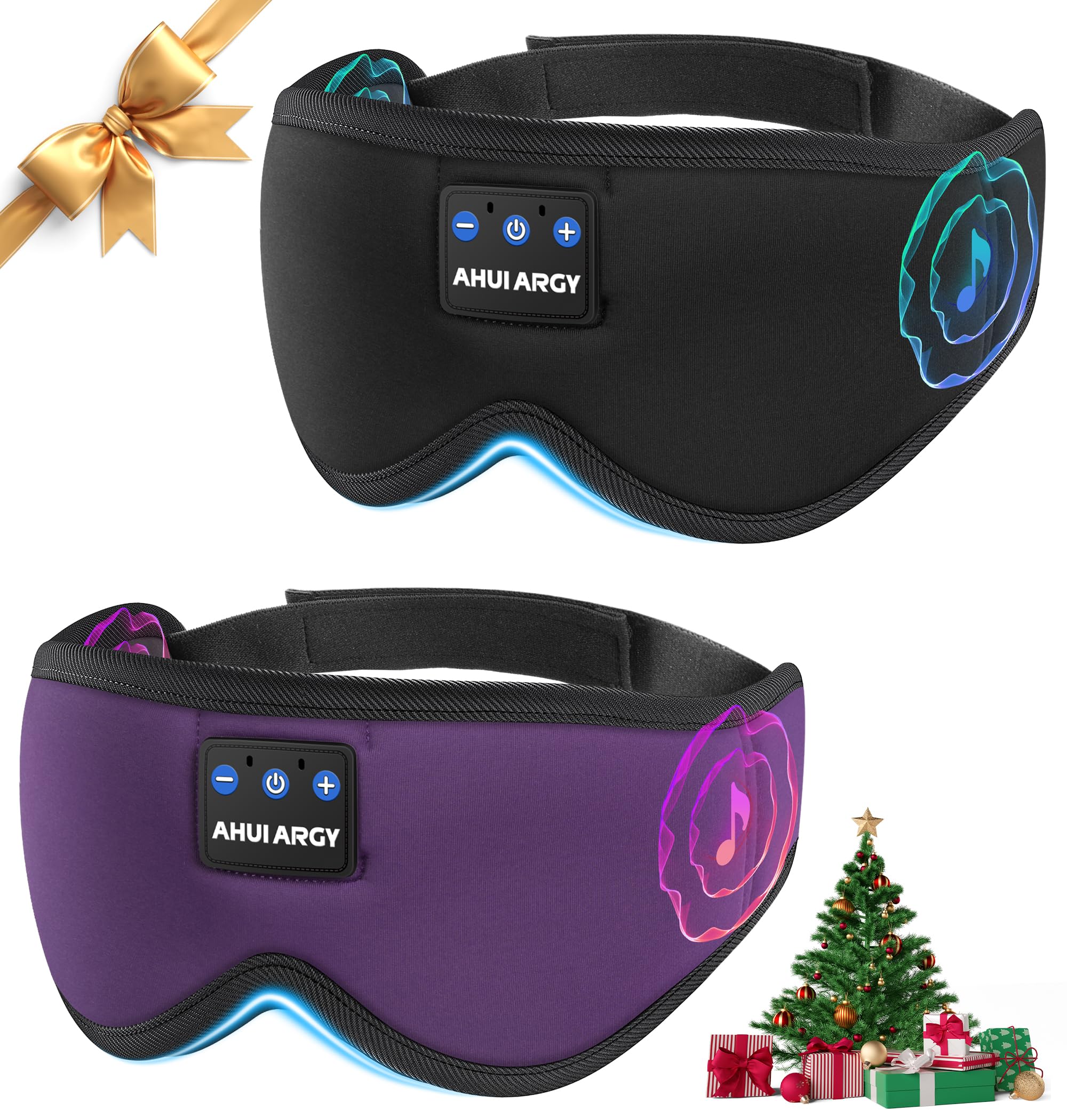 AHUIARGY Ice Silk Sleep Mask with Headphones Sleep Headphones for Side Sleeper with 3D Cups Bluetooth 5 4