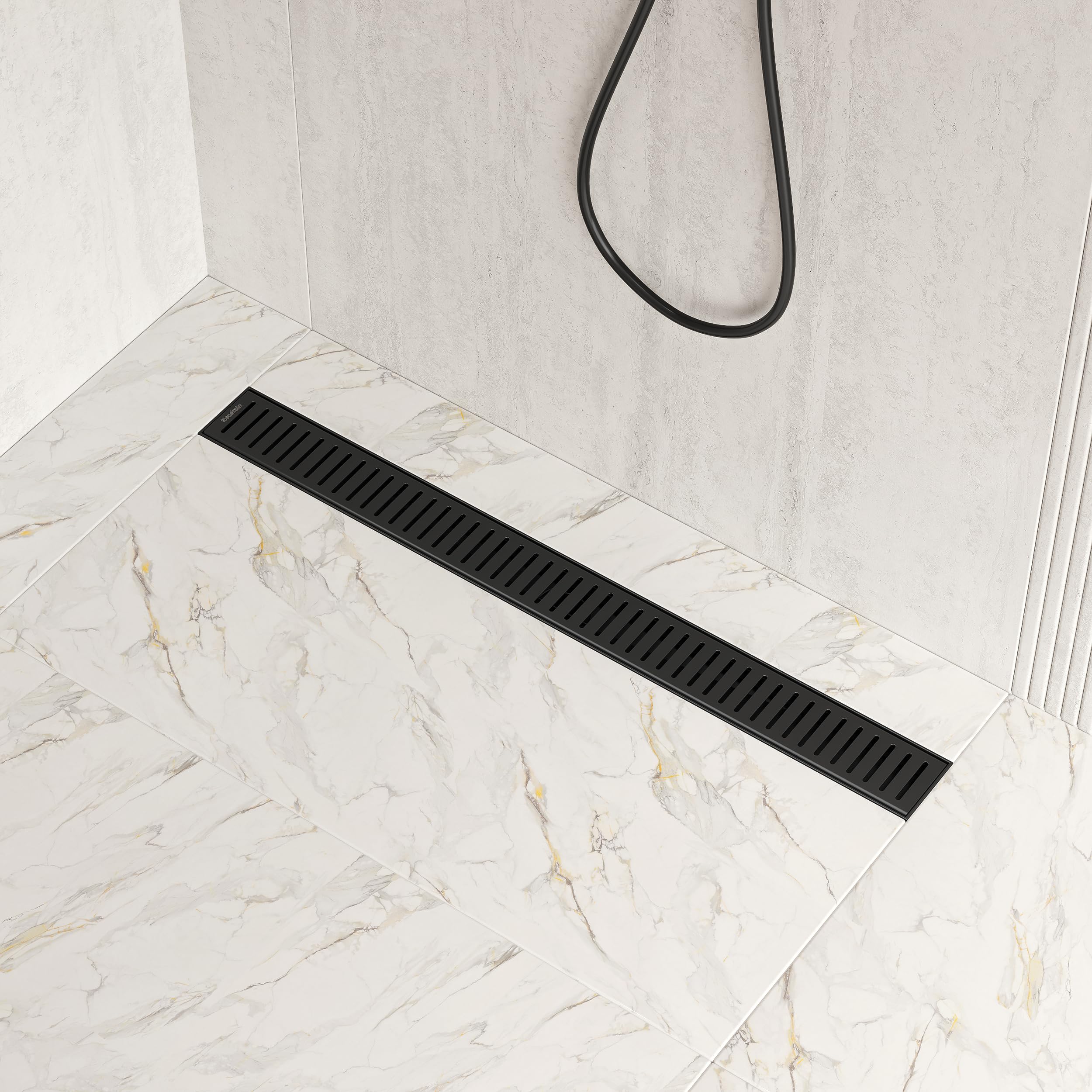 Photo 1 of Neodrain 28" Matte Black Linear Shower Drain with Removable Capsule Grate