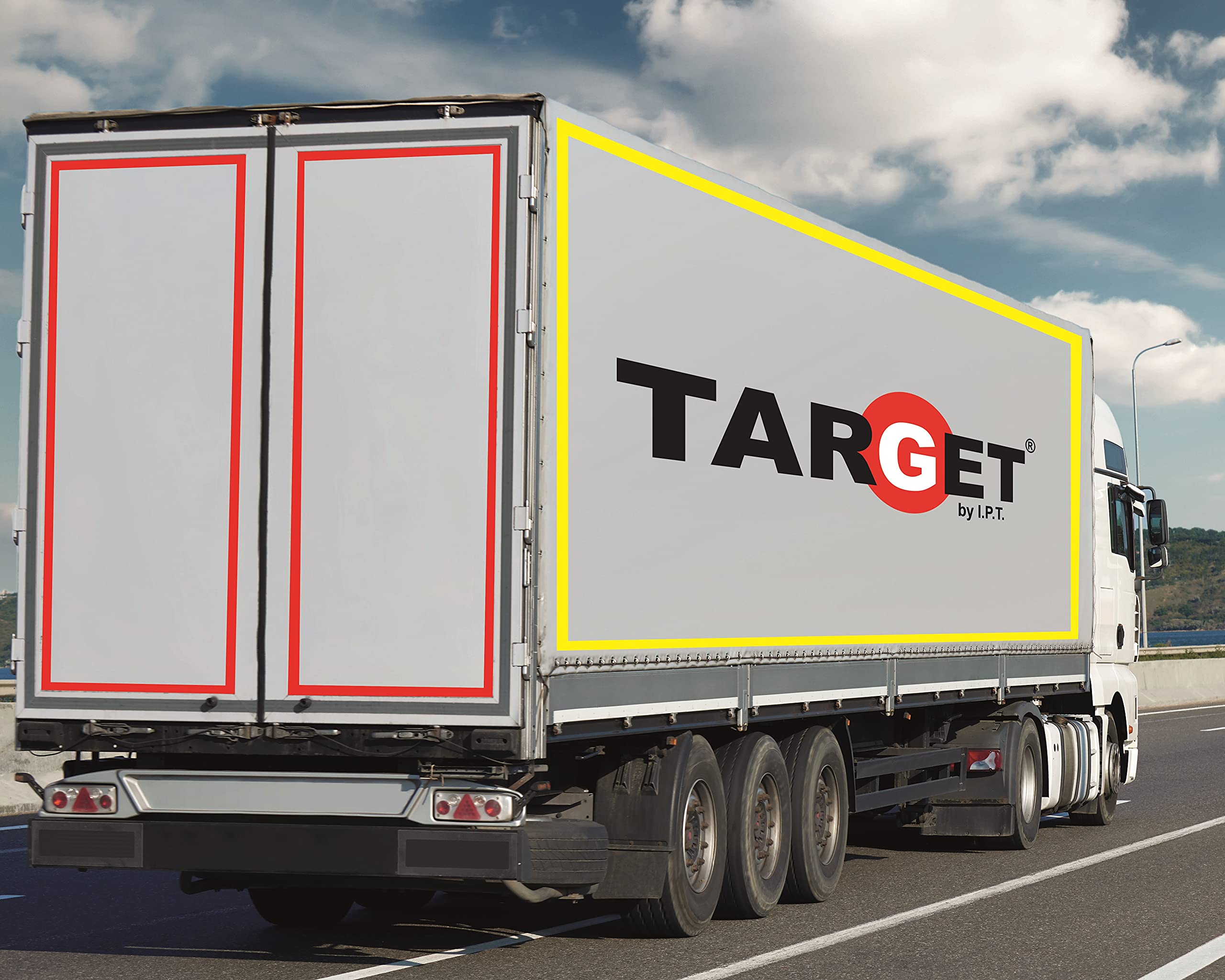 TARGET - Cinta Reflectante Homologada para Camiones - Certificación Norma EC 104R - V23 - Marcaje y Señalización (AMARILLO)