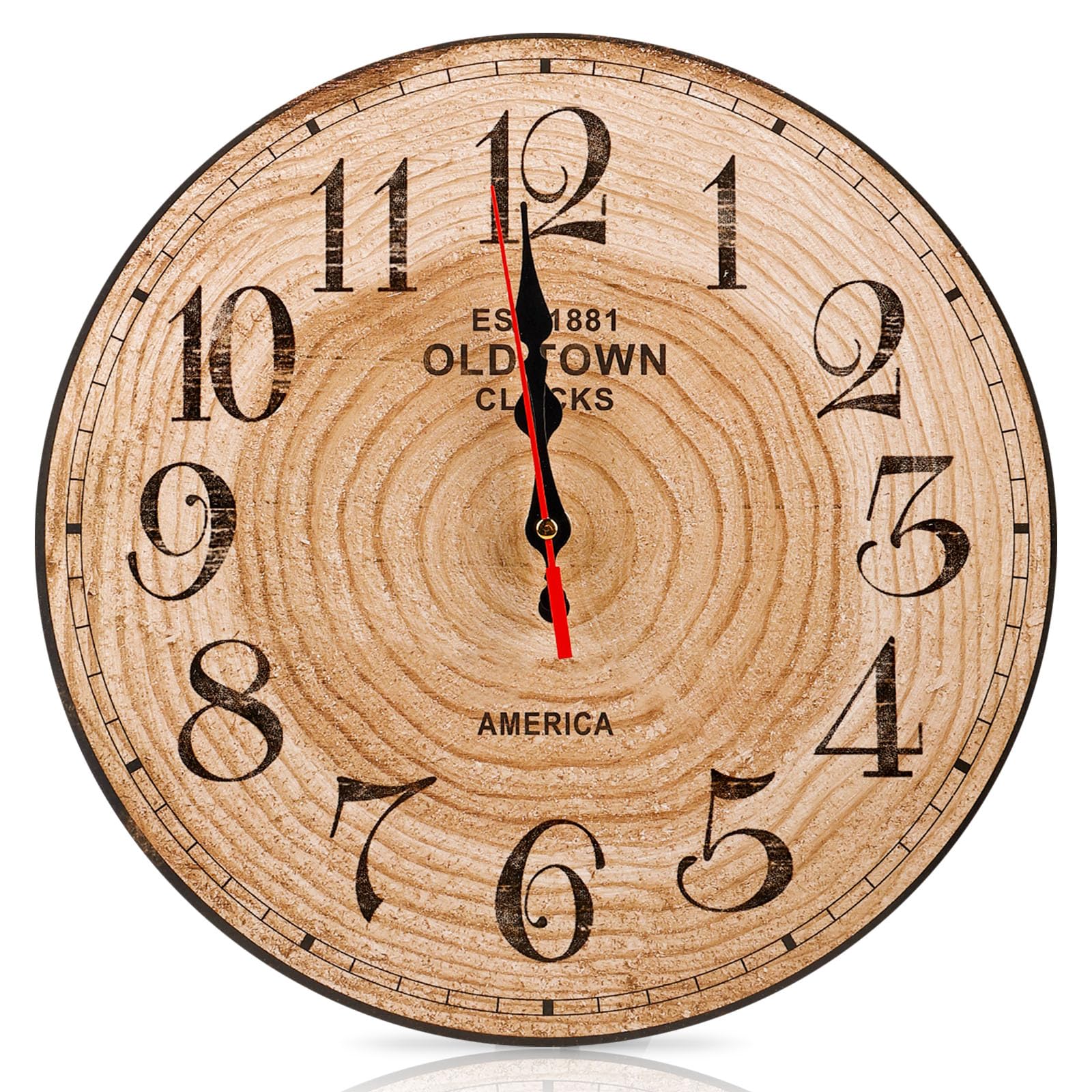 BORDEAG Reloj de pared sin ruido de tictac, 30 cm de madera vintage, gran moderno para salón, cocina, hogar, dormitorio, oficina