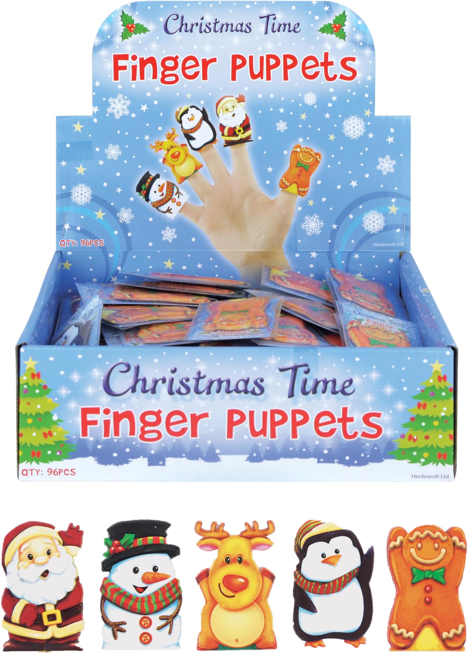 Henbrandt 5x Christmas Finger Puppets for Kids 5 Assorted Designs Children’s Stocking Fillers Christmas Eve Box Fillers Cracker Gifts Xmas Party Favours for Boys and Girls