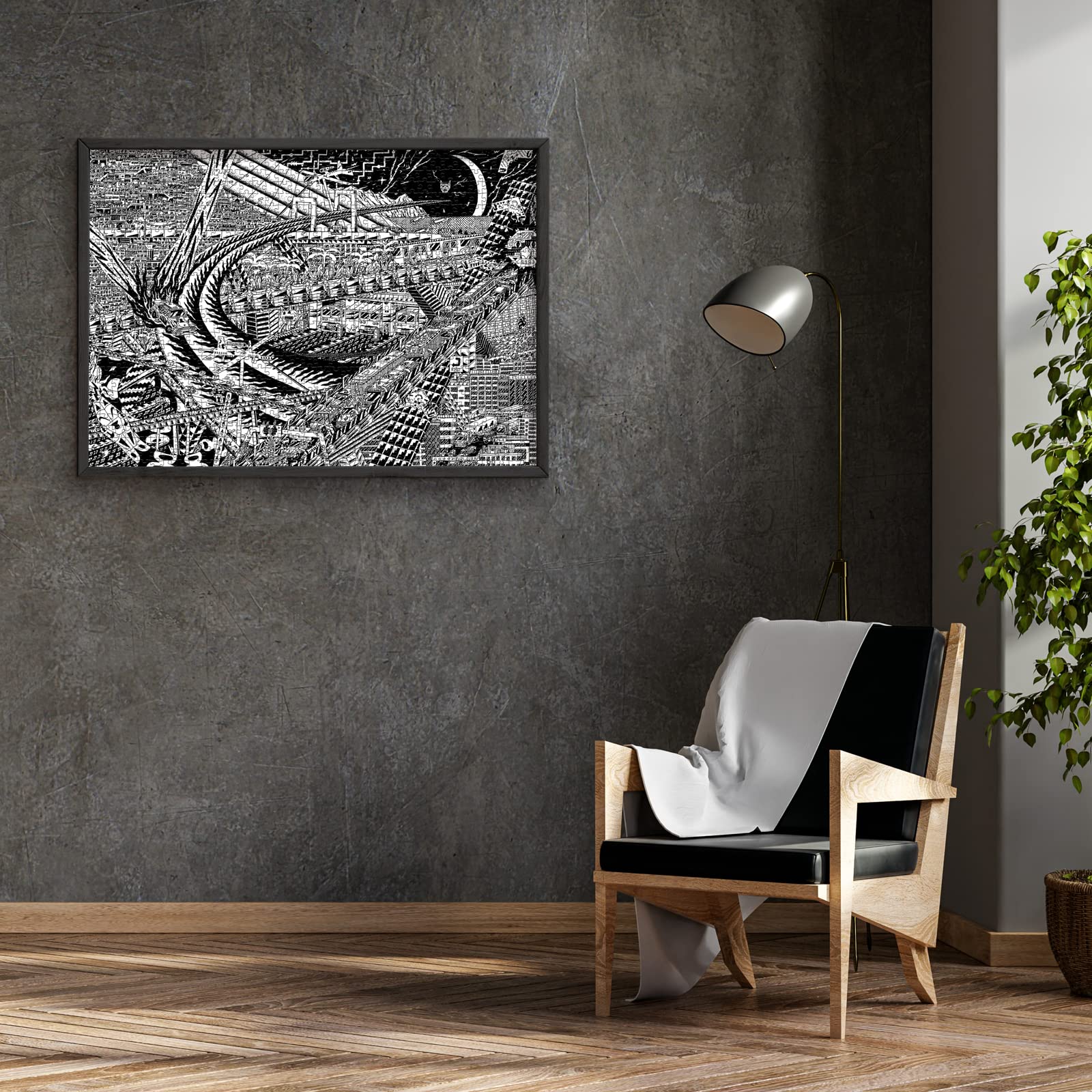 Antelope - Puzzle de 1000 pièces pour adultes, Cyber City Black & White Metropolitan Jigsaw Puzzles 1000 pièces Difficulté de l', haute résolution, finition mate, bords lisses, puzzle sans