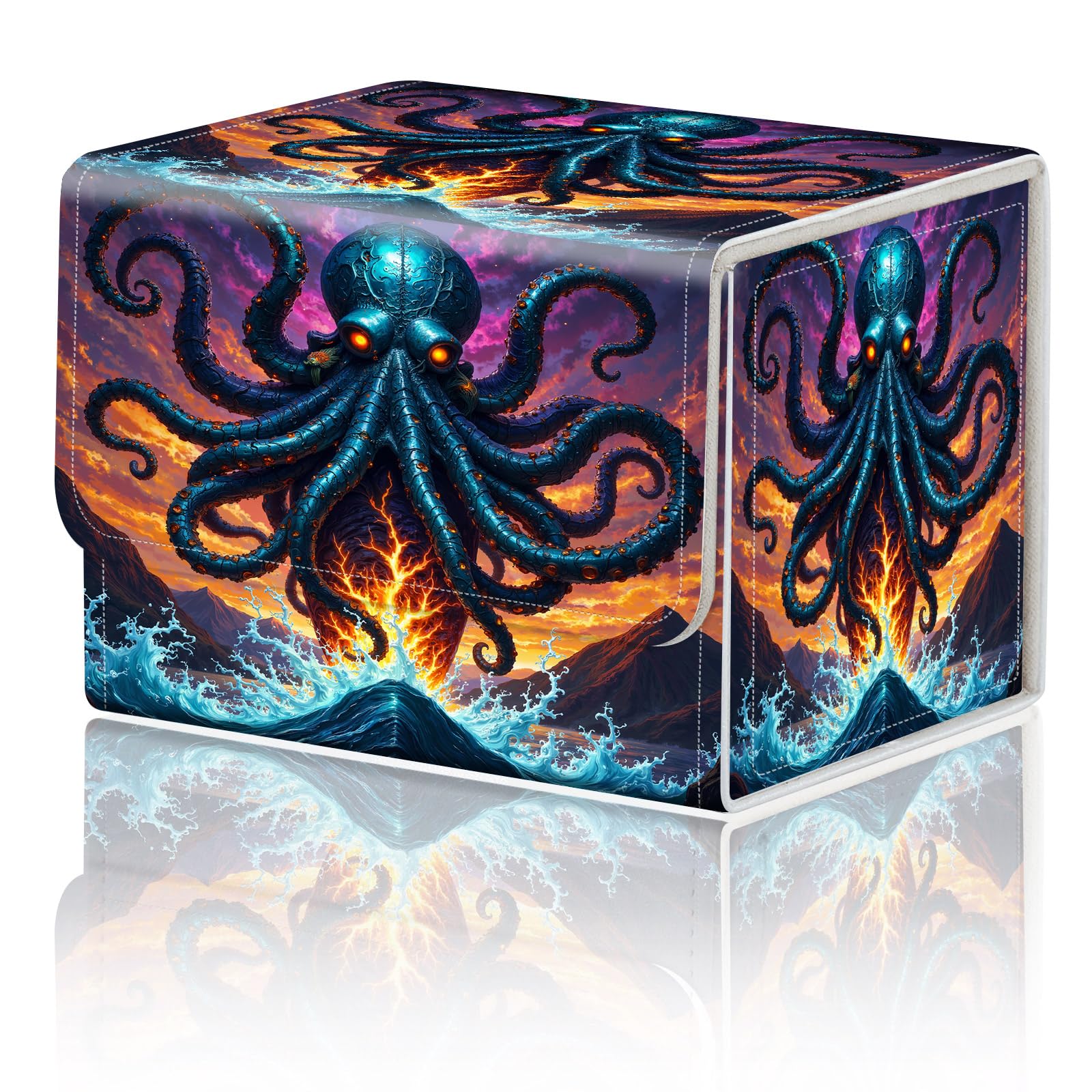 Card Game Storage Box for TCG Deck Box MTG Card Box Organizer Trading Card Case Commander Deck Box TCG Card Storage Box Magnetic Closure Creative Pattern Up to 200 Cards, Dark And Evil Octopus โ image 1