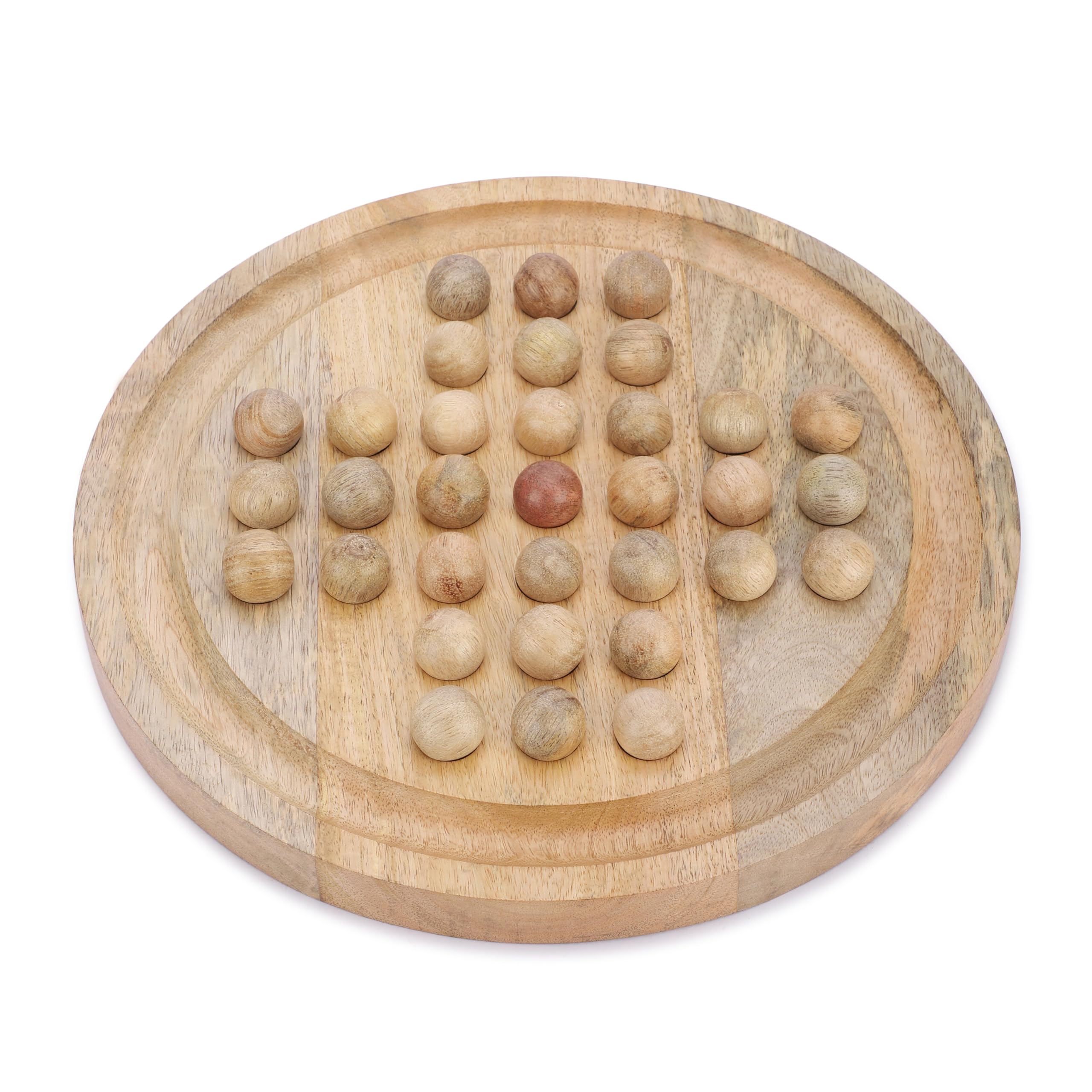 Ajuny Solitario in Legno Fatto a Mano da 27 cm con Pioli in Legno – Gioco Peg Solitaire Classico, Rompicapo Strategico Educativo, Puzzle da Tavolo Decorativo per Bambini e Adulti